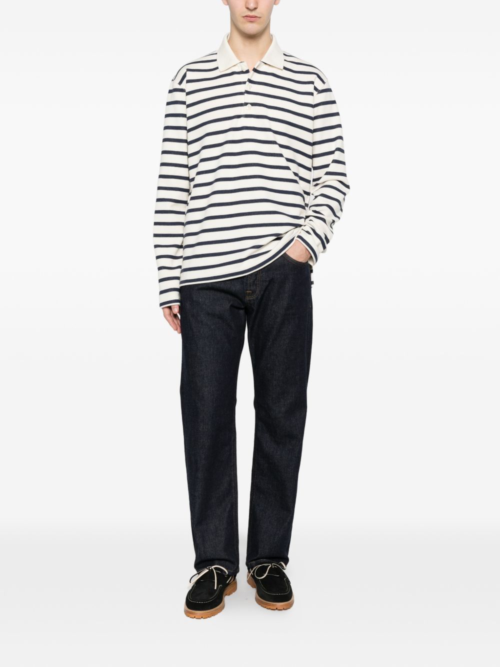 Junya Watanabe Men's Striped Cotton Polo Shirt
