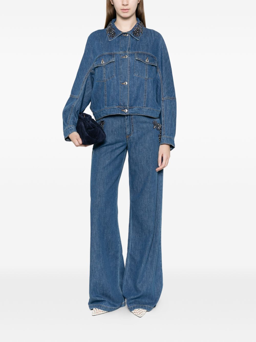 Ermanno Firenze Women's Embroidered Denim Jacket