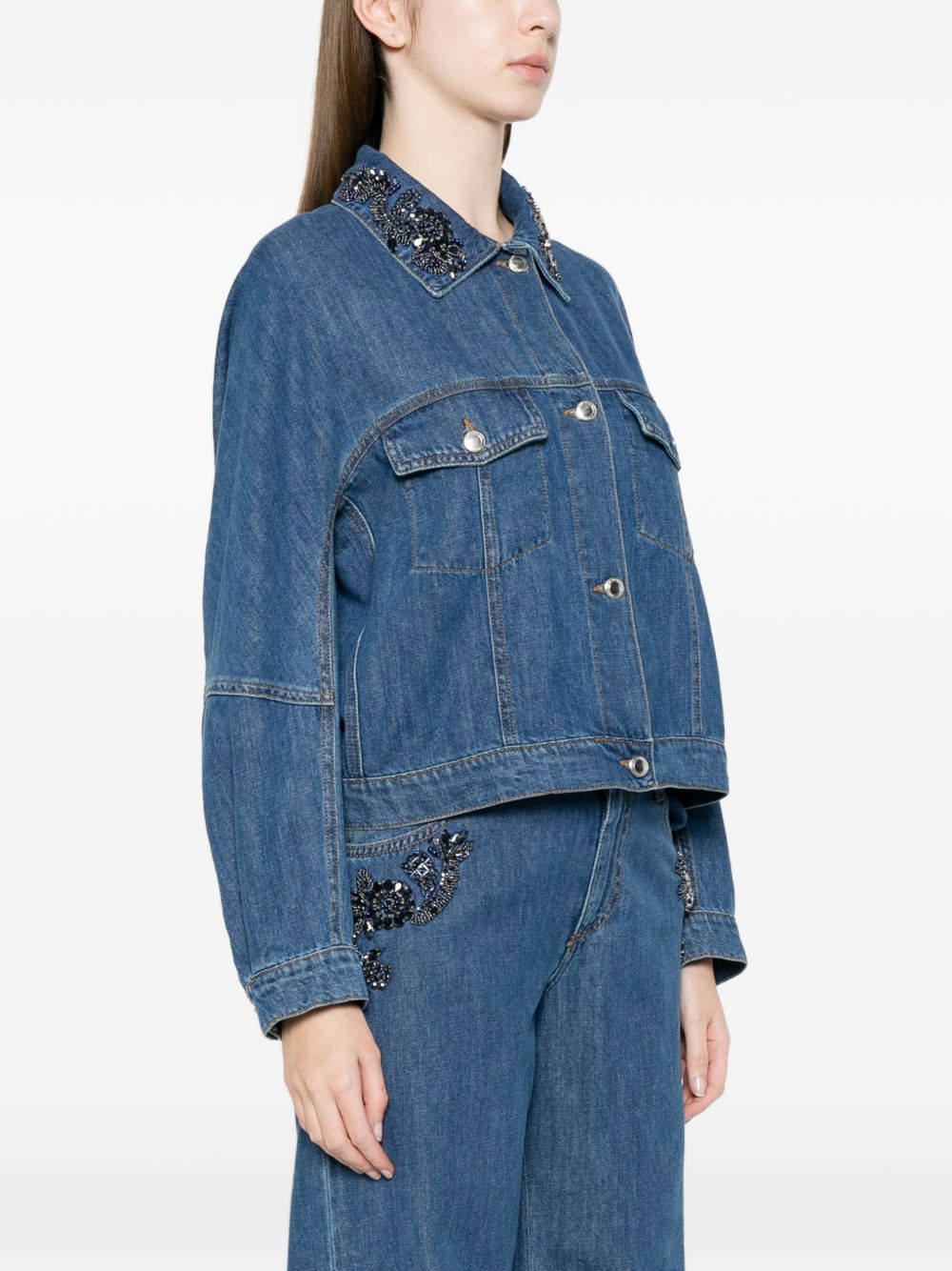 Ermanno Firenze Women's Embroidered Denim Jacket