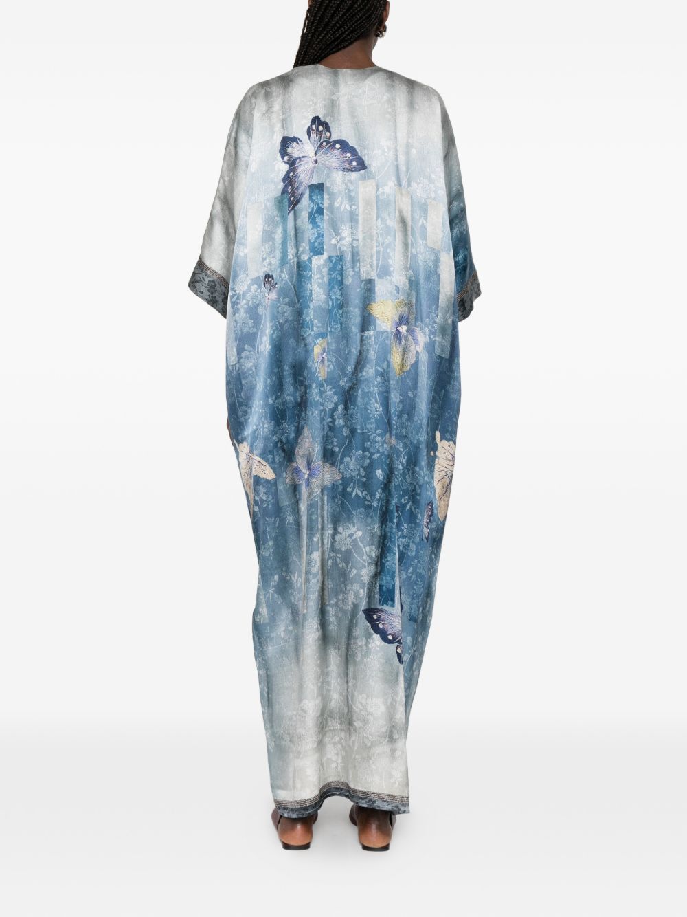 Pierre Louis Mascia Women's V-Neck, Short Sleeves, Printed Pritned Silk Dress