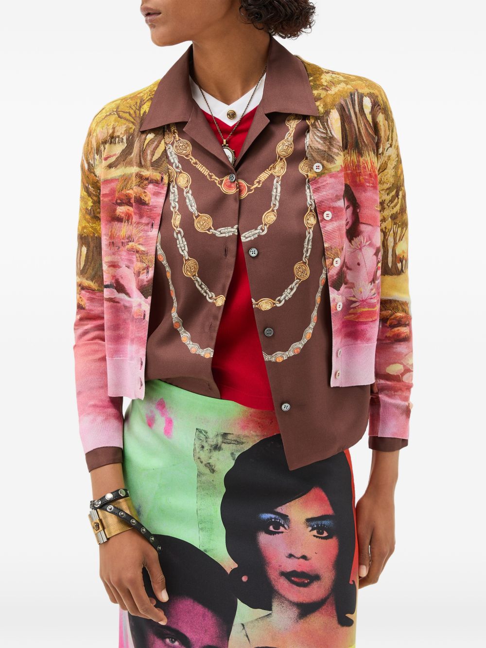 Versace Women's It Printed Silk Cardigan