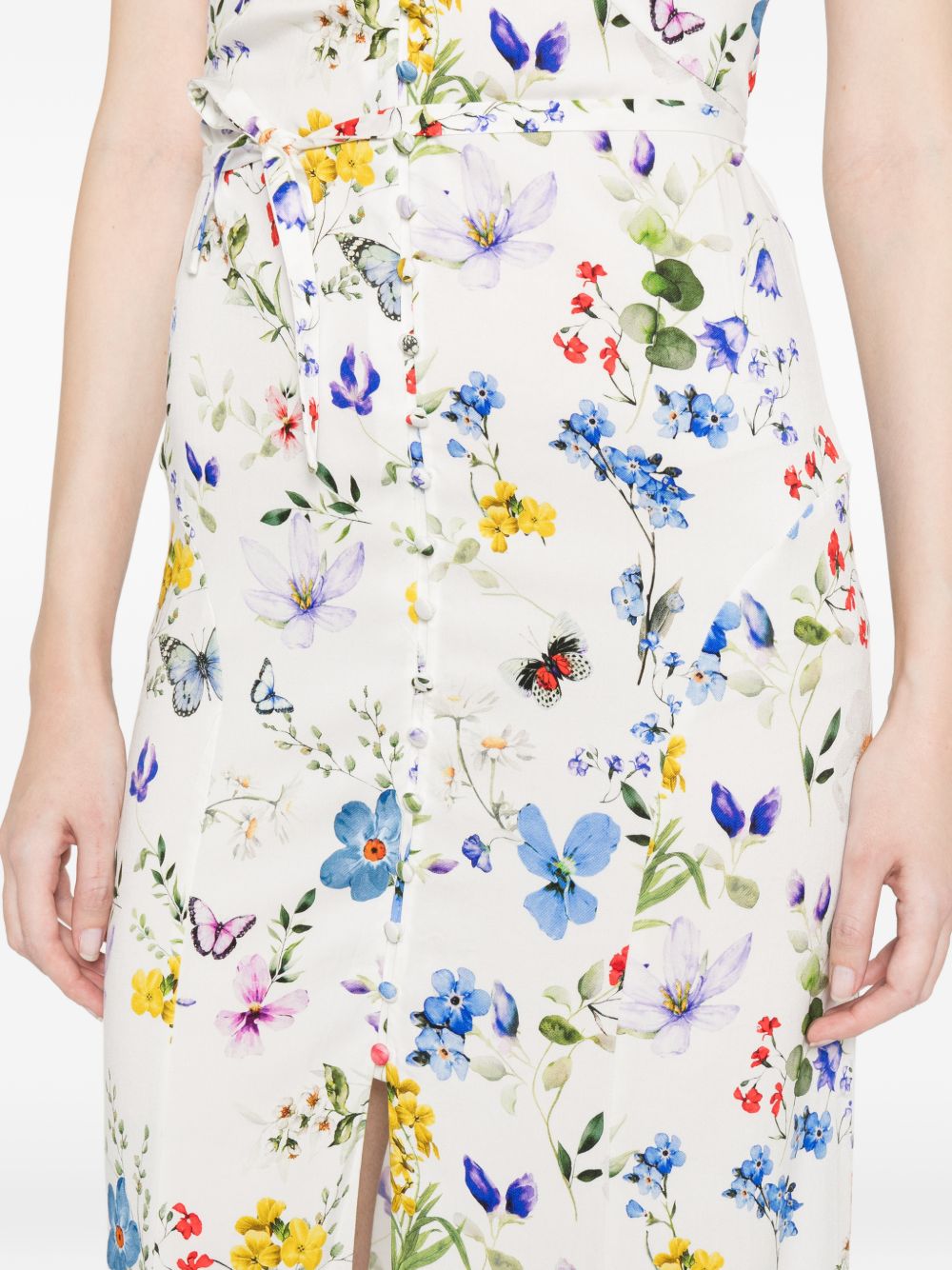 Alice + Olivia Women's V-Neck Ruffles Slit Tara Printed Long Dress