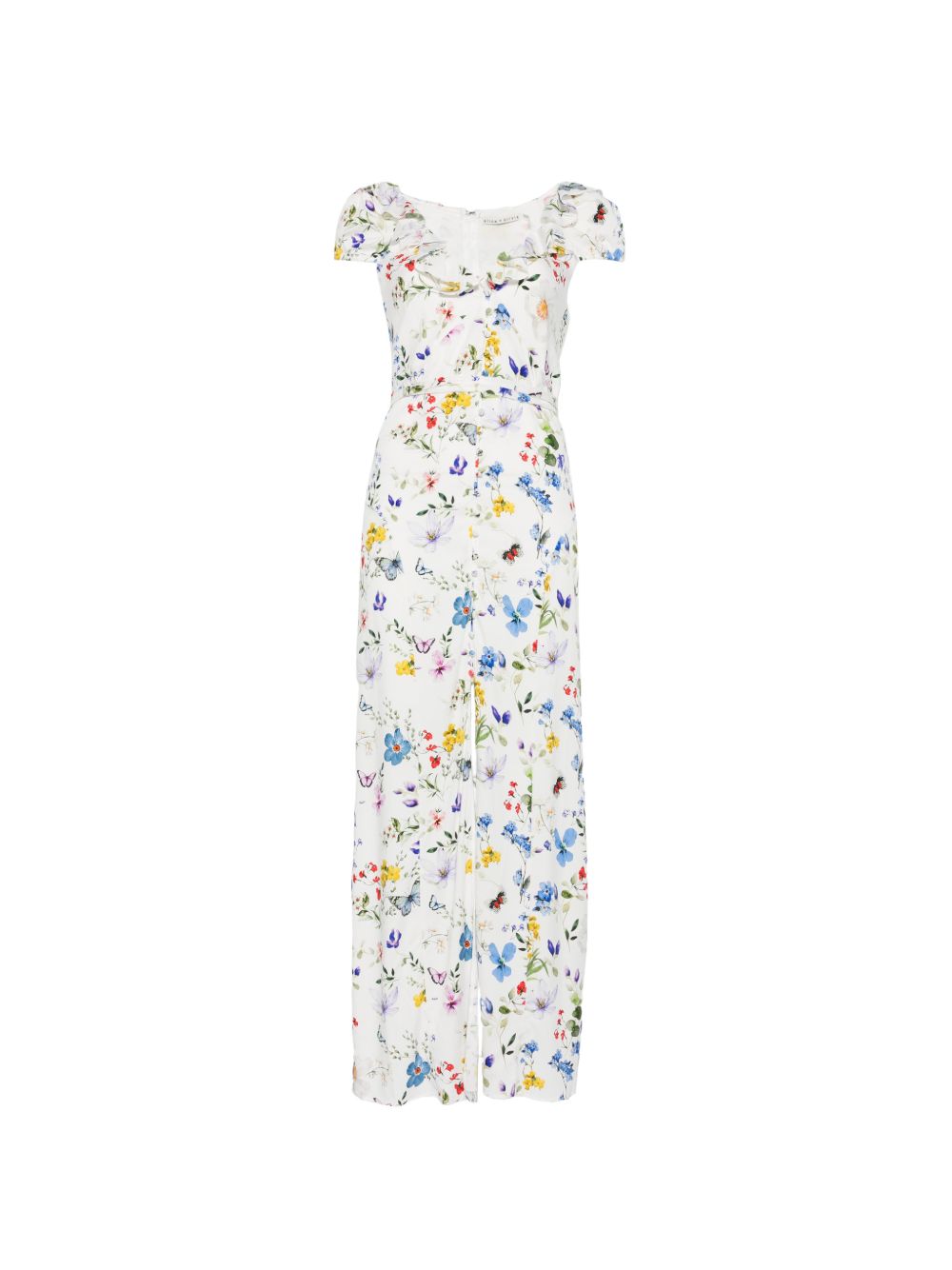 Alice + Olivia Women's V-Neck Ruffles Slit Tara Printed Long Dress
