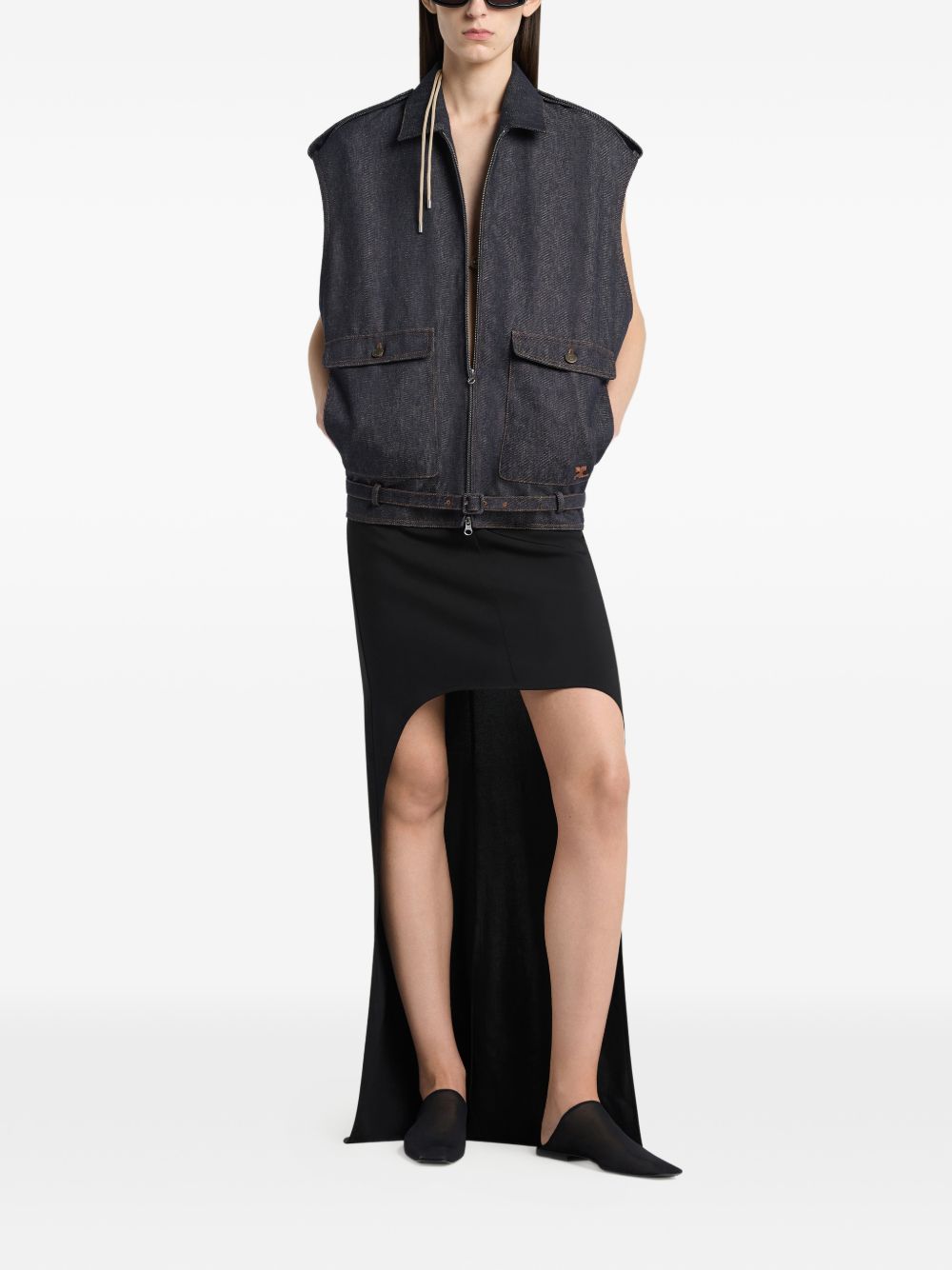 Courreges Women's Denim Sleeveless Bomber Jacket
