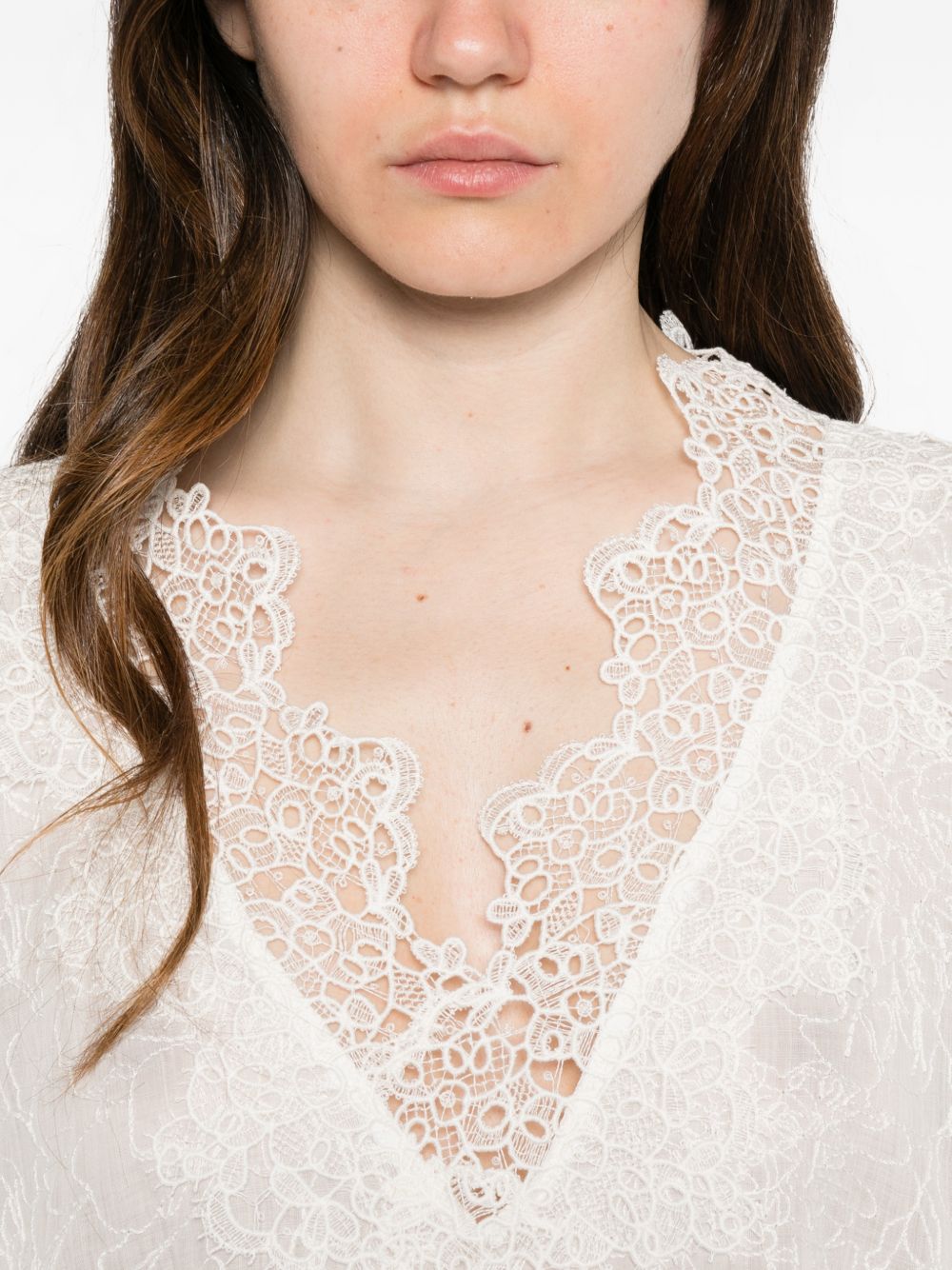 Ermanno Scervino Women's V-Neck Short Sleeves Scalloped Edge Long Kaftan