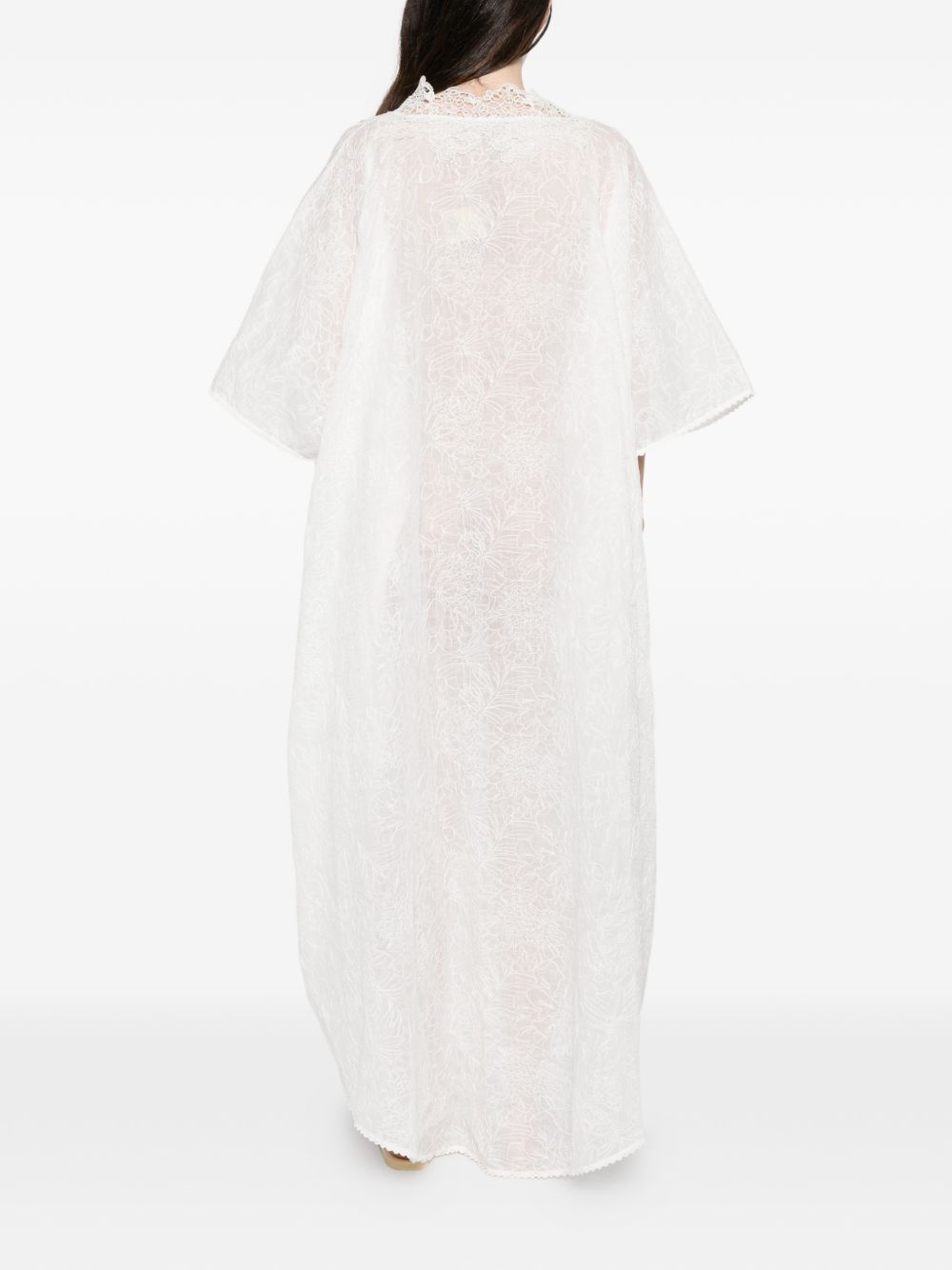 Ermanno Scervino Women's V-Neck Short Sleeves Scalloped Edge Long Kaftan