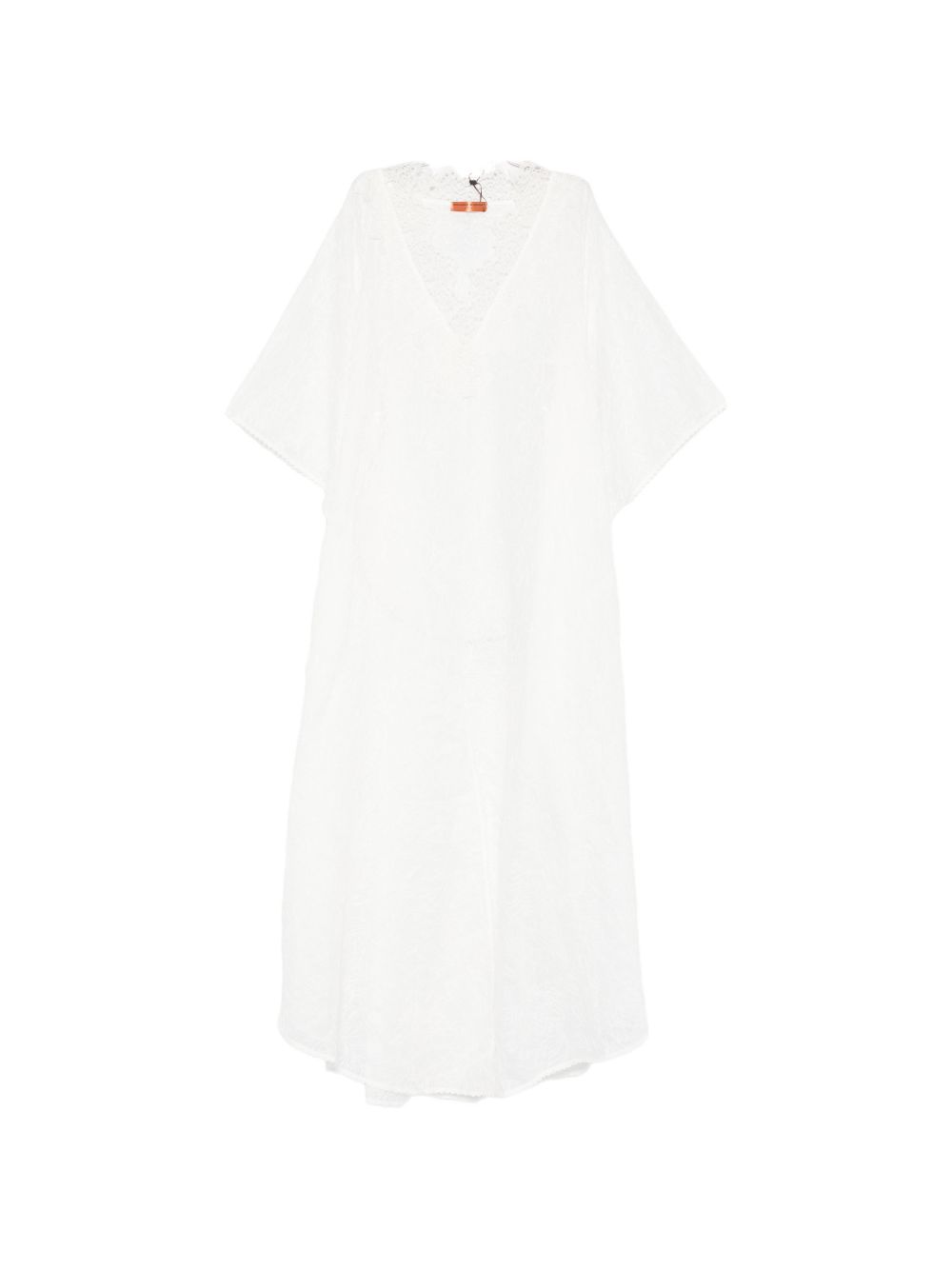 Ermanno Scervino Women's V-Neck Short Sleeves Scalloped Edge Long Kaftan