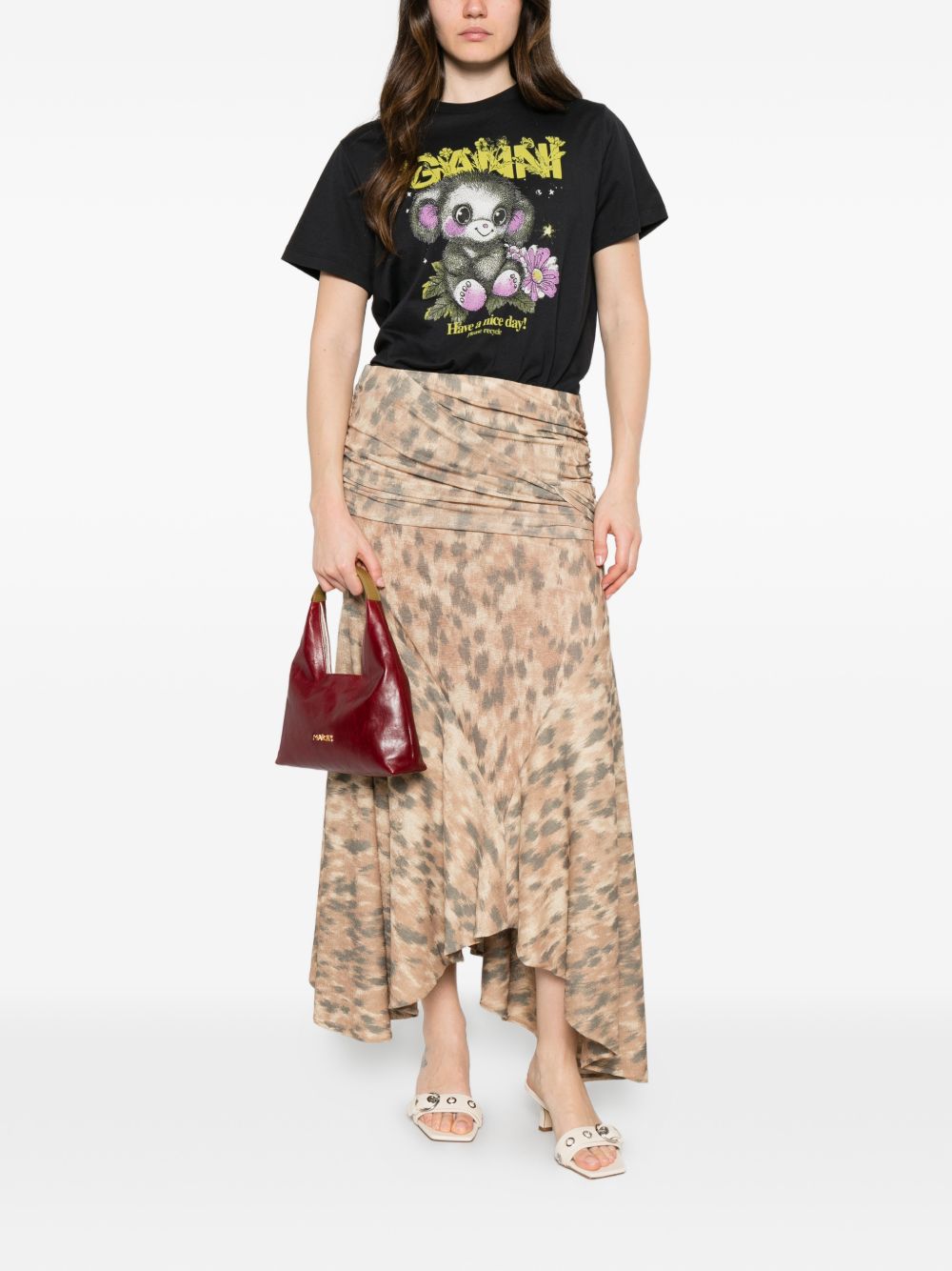 Ganni Women's Printed Cotton Skirt