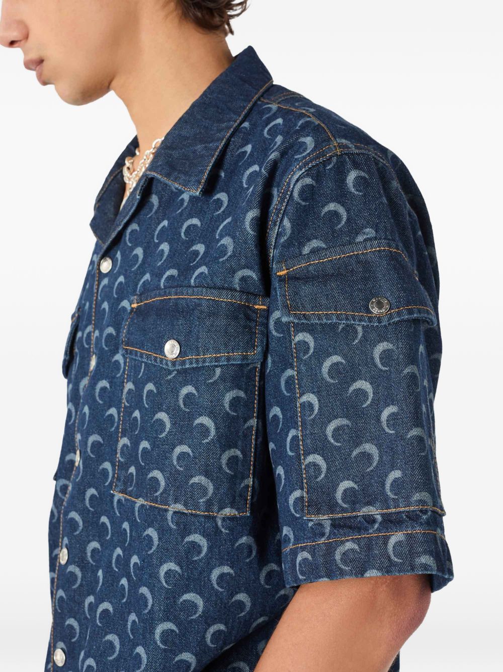Marine Serre Men's Moon Denim Shirt