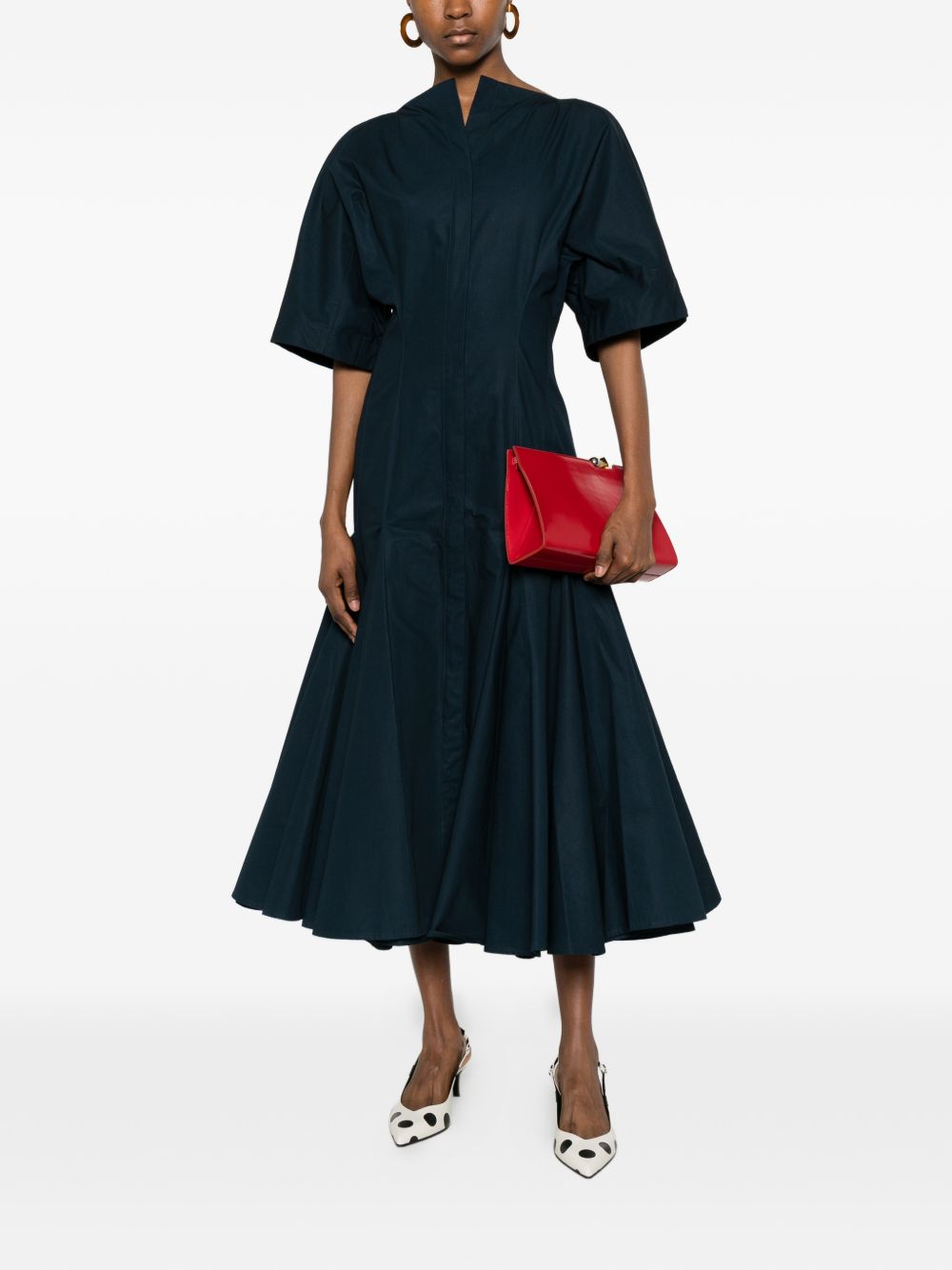 Jacquemus Women's V-Neck Button Fastening La Robe Moisson Midi Dress