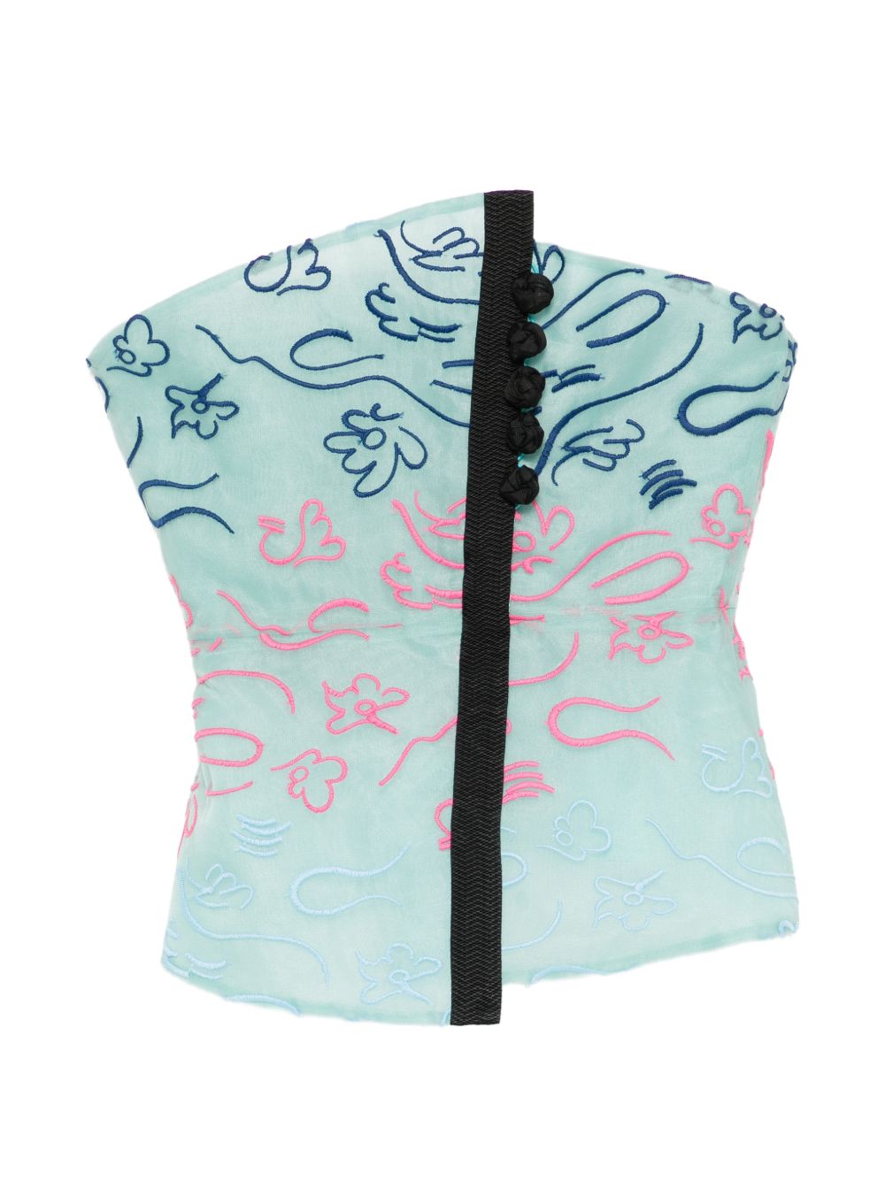 Emporio Armani Women's Floral Embroidery Strapless Top
