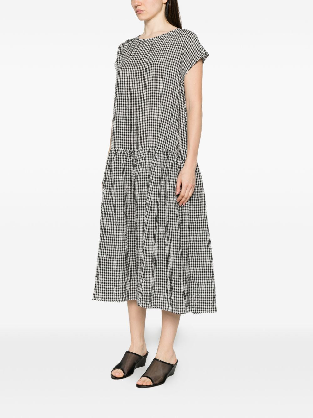 Apuntob Women's Checked Cotton Midi Dress