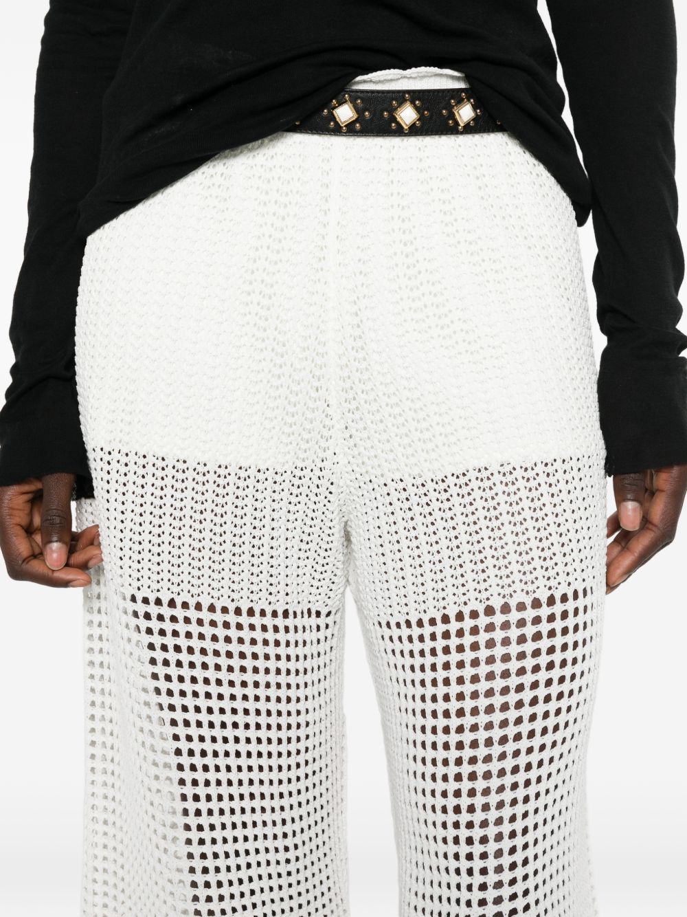 Iro Women's Crochet Knit Wide-Leg Trousers