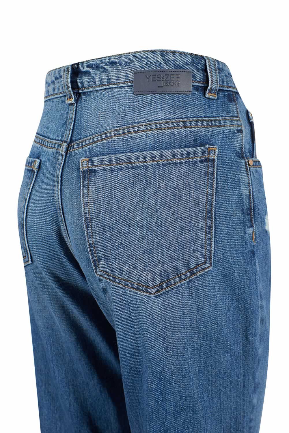 Yes Zee Blue Cotton Women's High-Waisted Women's Jean