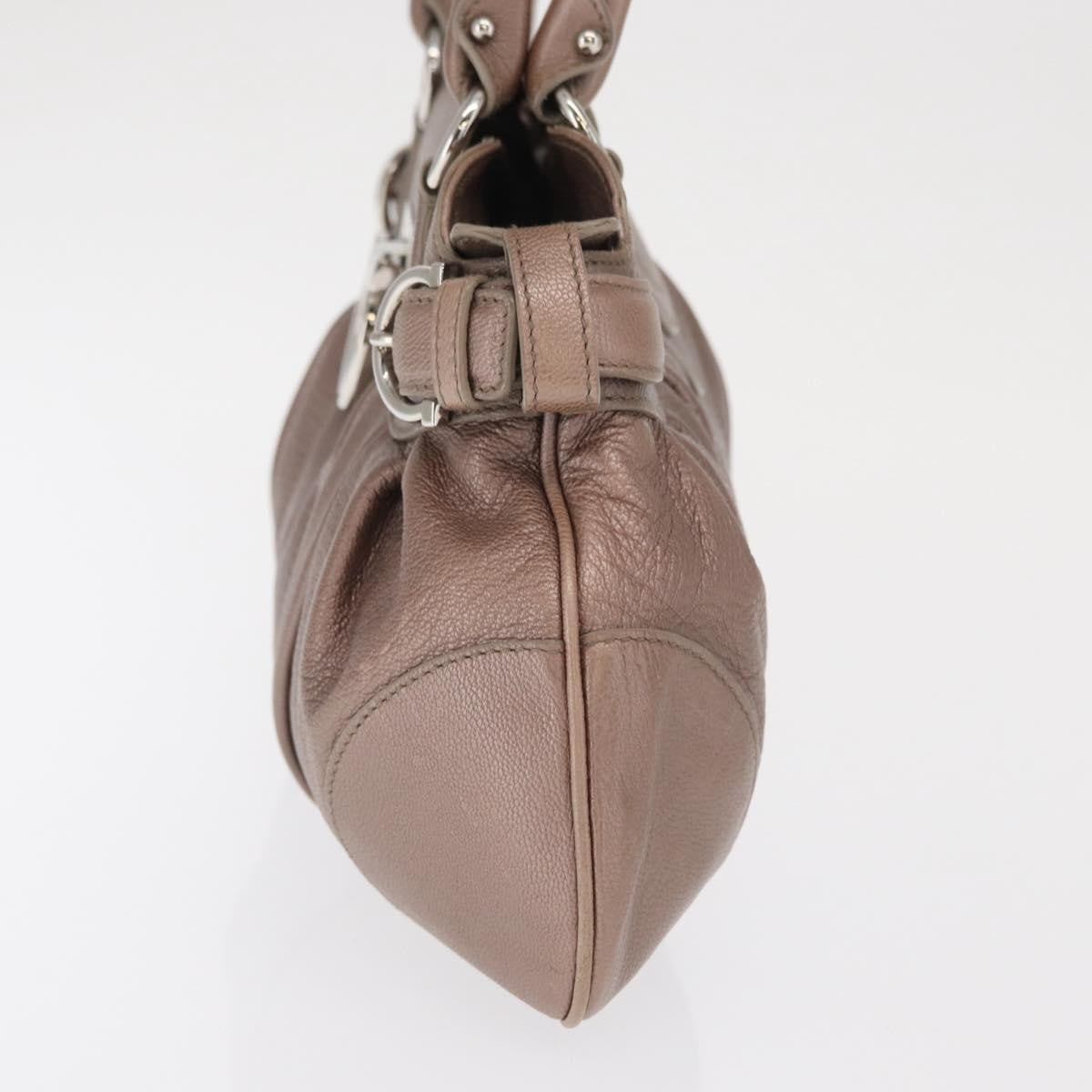 Salvatore Ferragamo Gancini Leather Beige Leather Handbag (Pre-Owned)