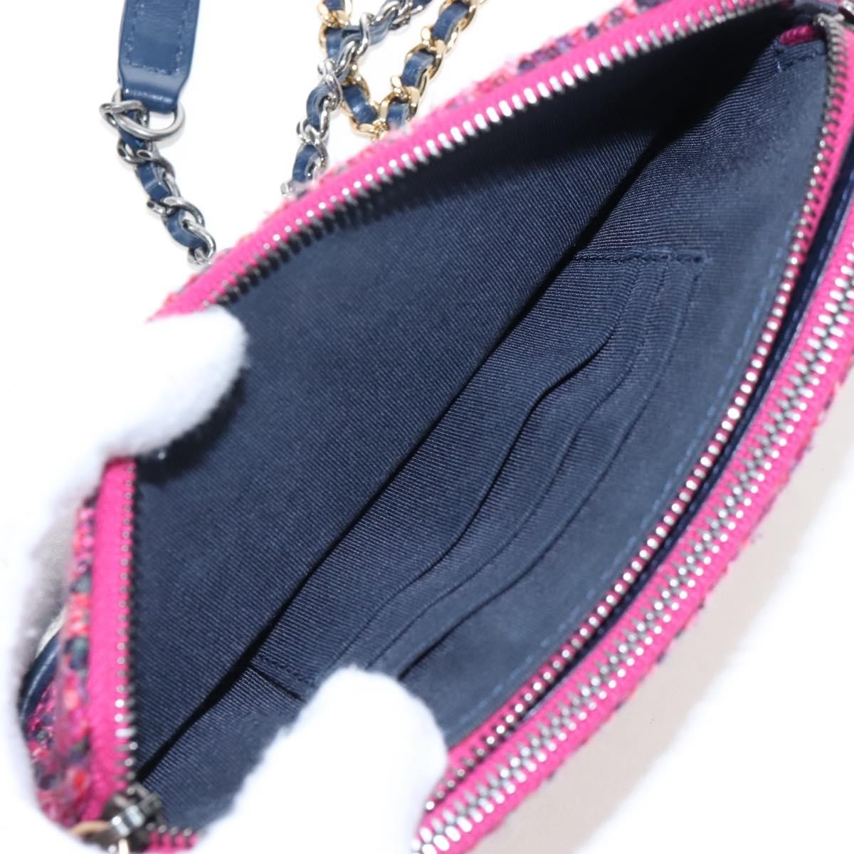 Chanel Gabrielle Double Zip Clutch With Chain Quilted Tweed Pink Tweed Clutche & Pouche Bag (Pre-Owned)