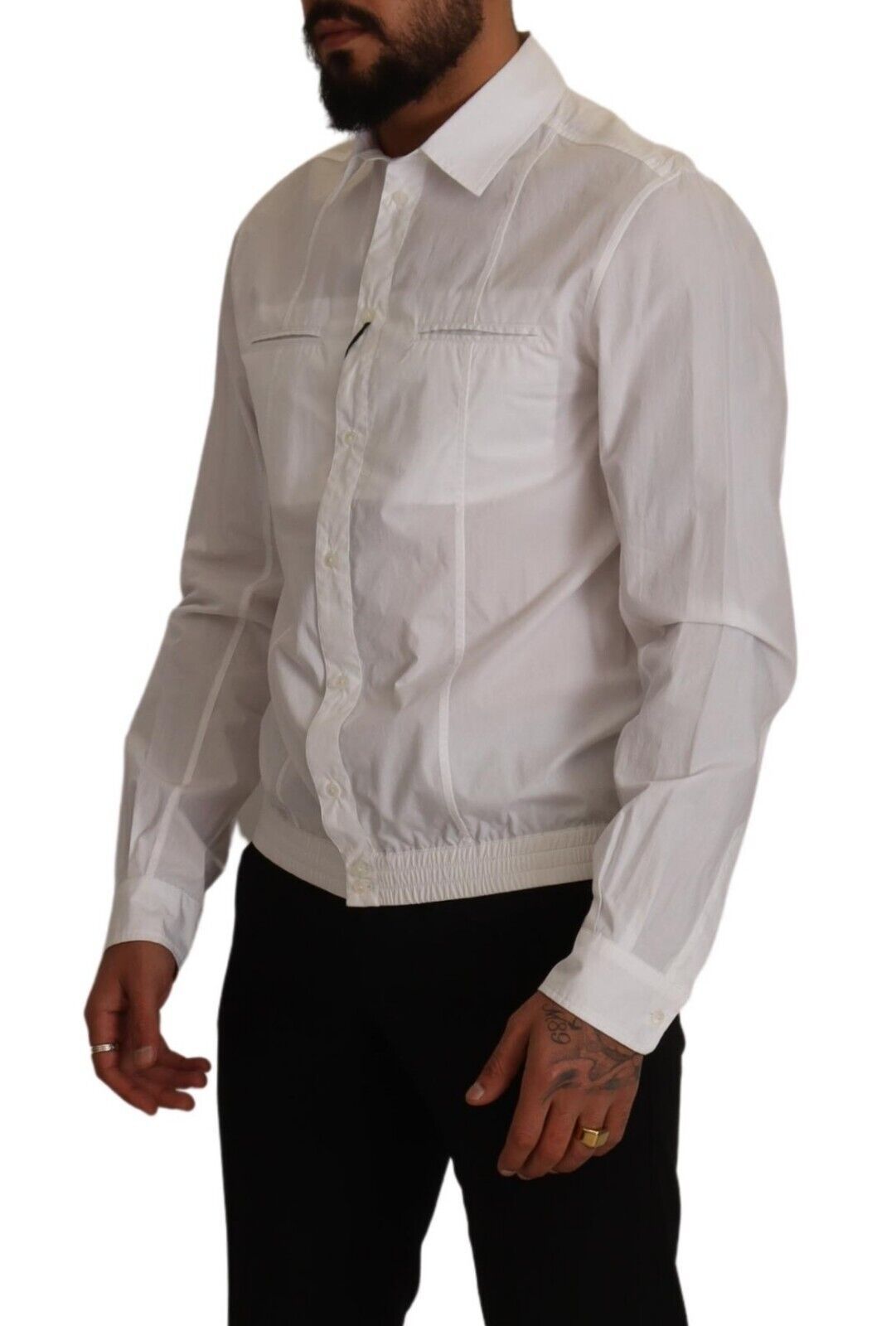 Dolce & Gabbana White Cotton Button Down Men Collared Men's Shirt