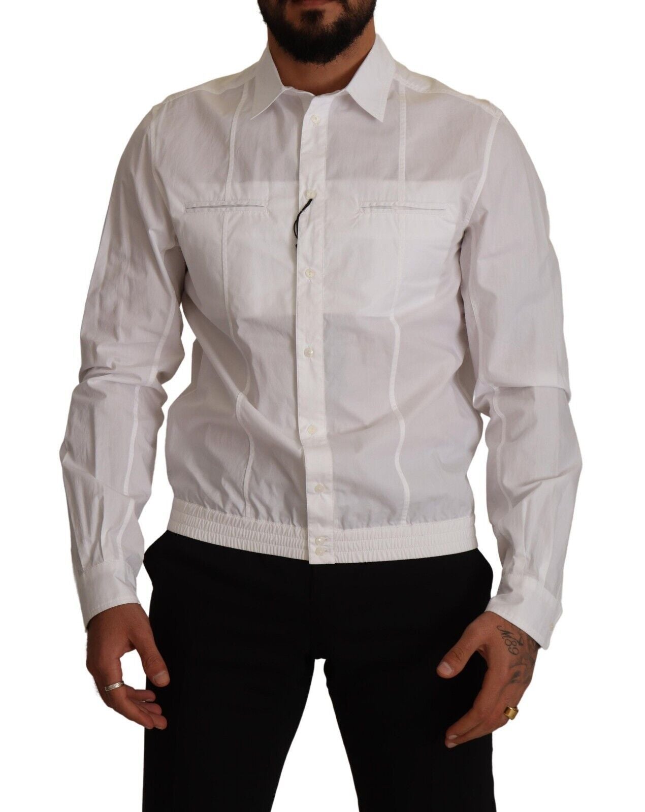 Dolce & Gabbana White Cotton Button Down Men Collared Men's Shirt