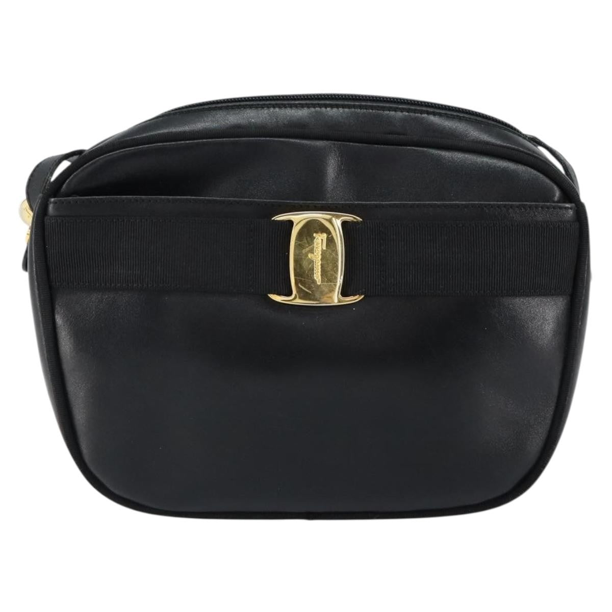Salvatore Ferragamo Vala Leather Black Leather Shoulder Bag Bag (Pre-Owned)