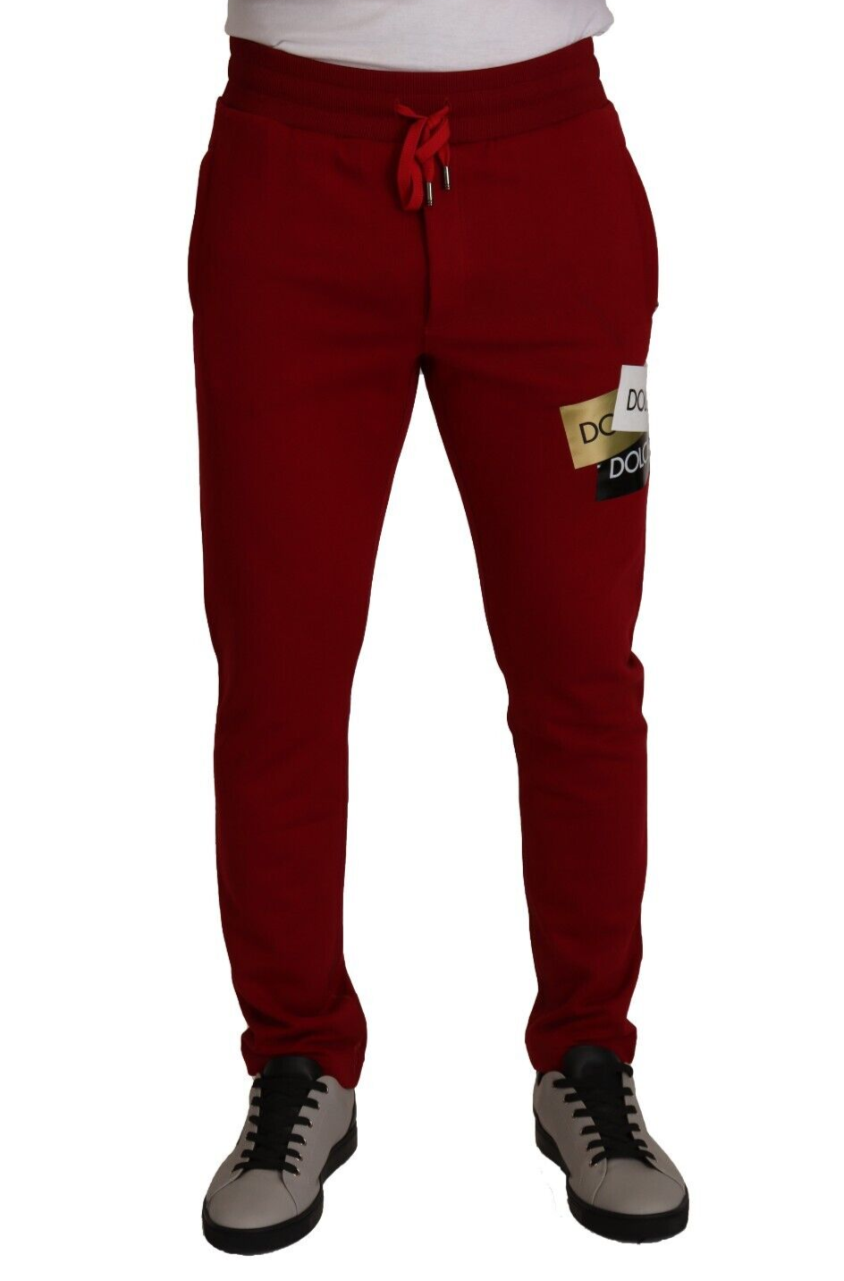 Dolce & Gabbana Elegant Red Jogging Pants with Drawstring Men's Closure