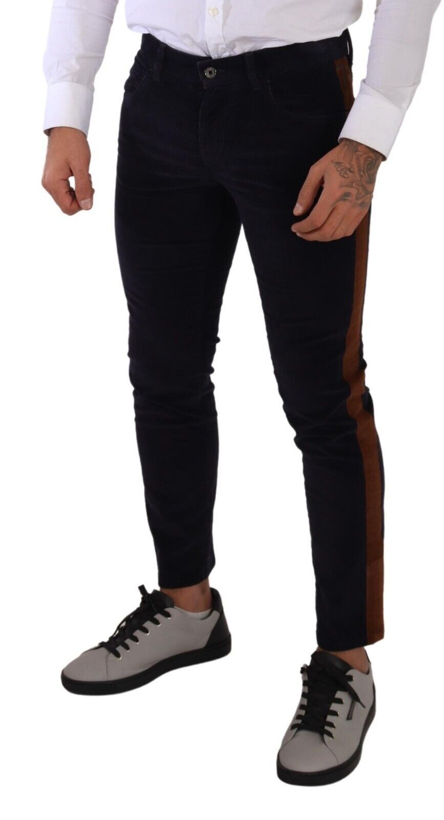 Dolce & Gabbana Blue Cotton Stretch Skinny Corduroy Men's Jeans