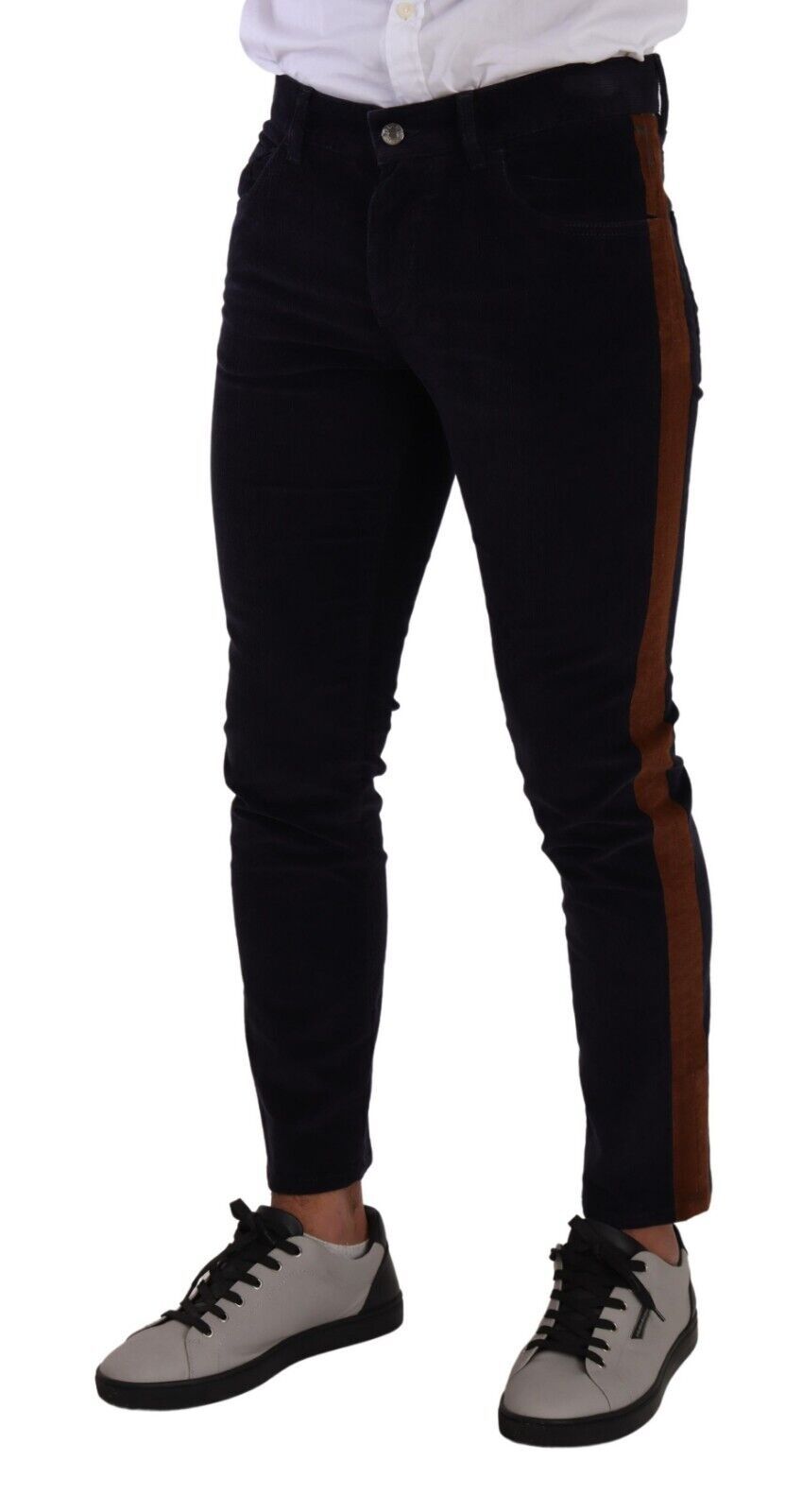 Dolce & Gabbana Blue Cotton Stretch Skinny Corduroy Men's Jeans