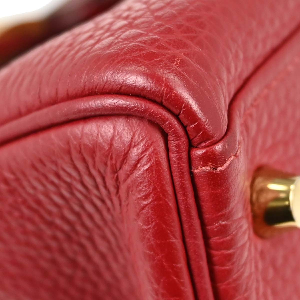 Hermes Kelly Red Togo With Gold Hardware Red Leather Handbag (Pre-Owned)
