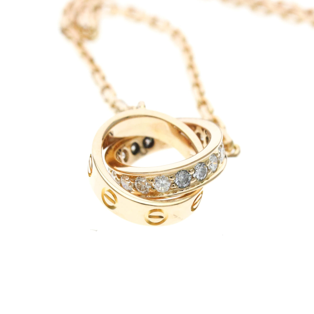 Cartier Love Interlocking 18K Rose Gold With Diamonds Gold Pink_Gold Necklace Jewelry (Pre-Owned)
