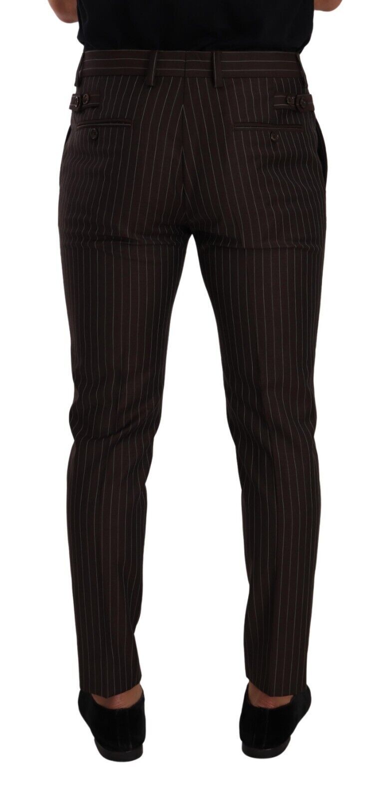 Dolce & Gabbana Brown Striped Wool Formal Trouser Dress Men's Pants