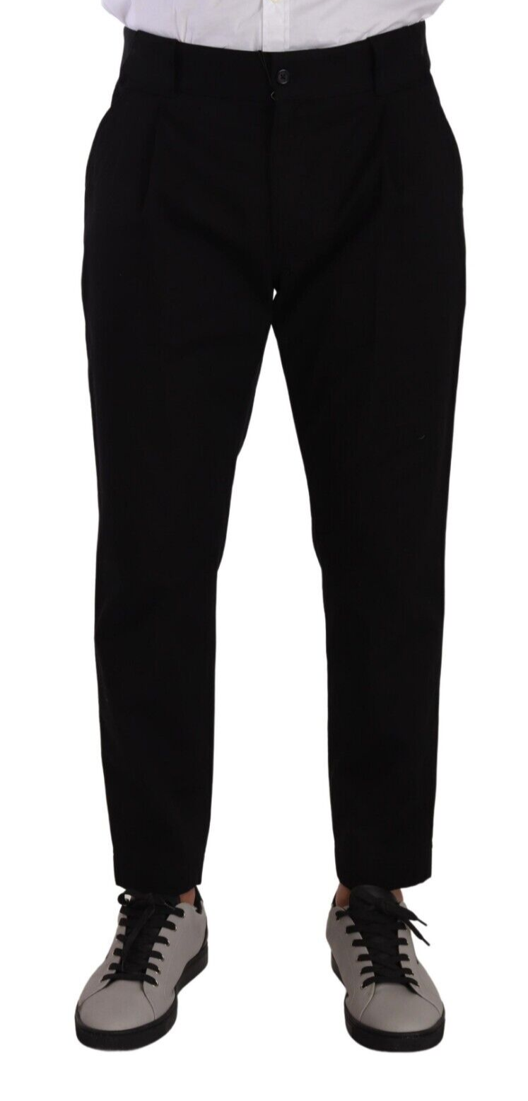 Dolce & Gabbana Elegant Tapered Black Cotton Men's Chinos
