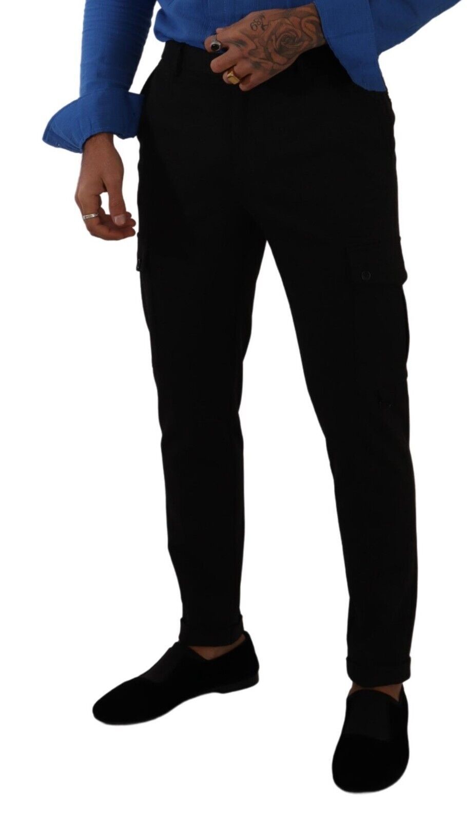Dolce & Gabbana Black Viscose Skinny Cargo Trouser Men's Pants