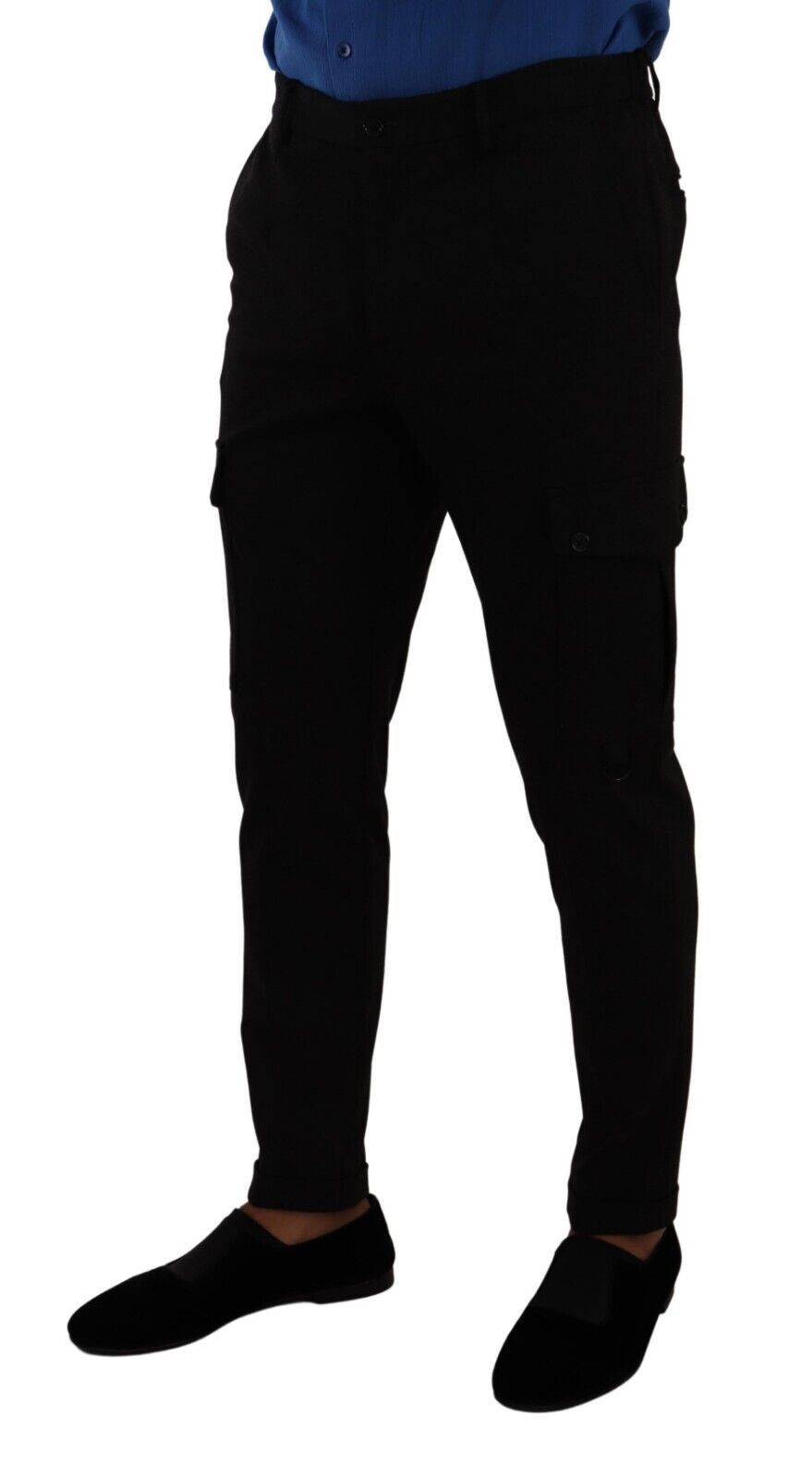 Dolce & Gabbana Black Viscose Skinny Cargo Trouser Men's Pants