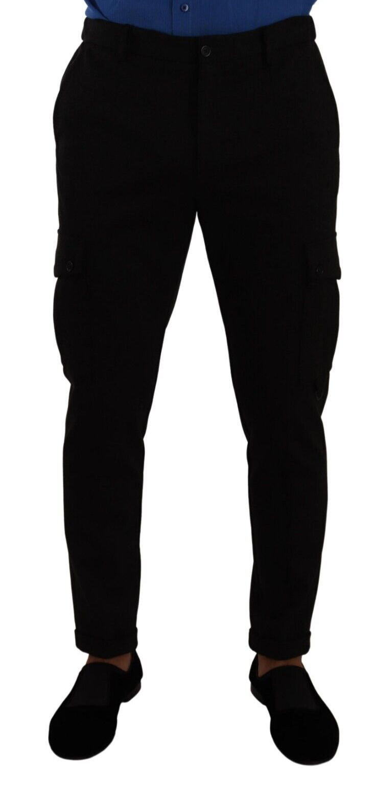 Dolce & Gabbana Black Viscose Skinny Cargo Trouser Men's Pants