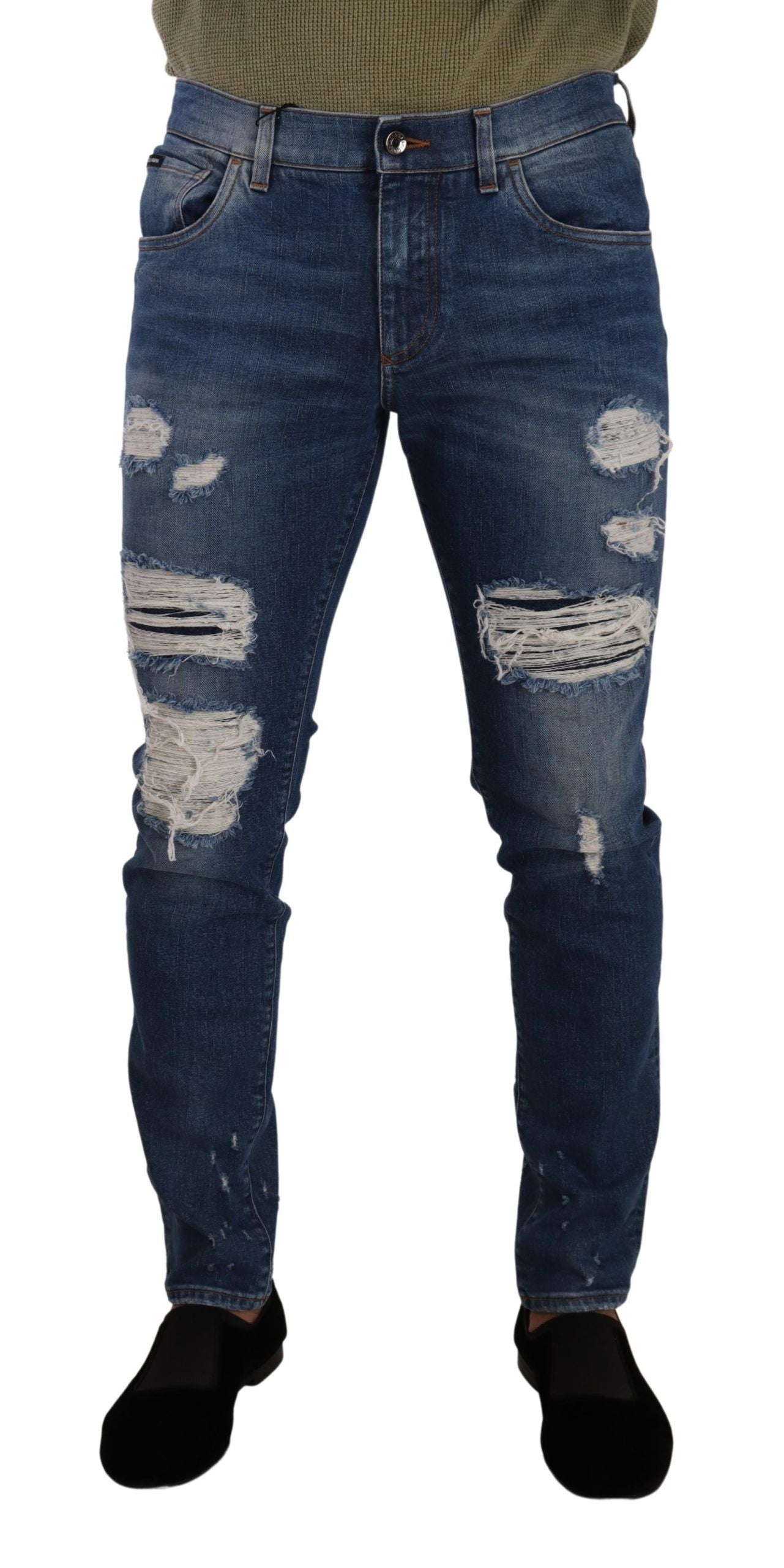 Dolce & Gabbana Blue Wash Cotton Stretch Slim Fit Denim Men's Jeans