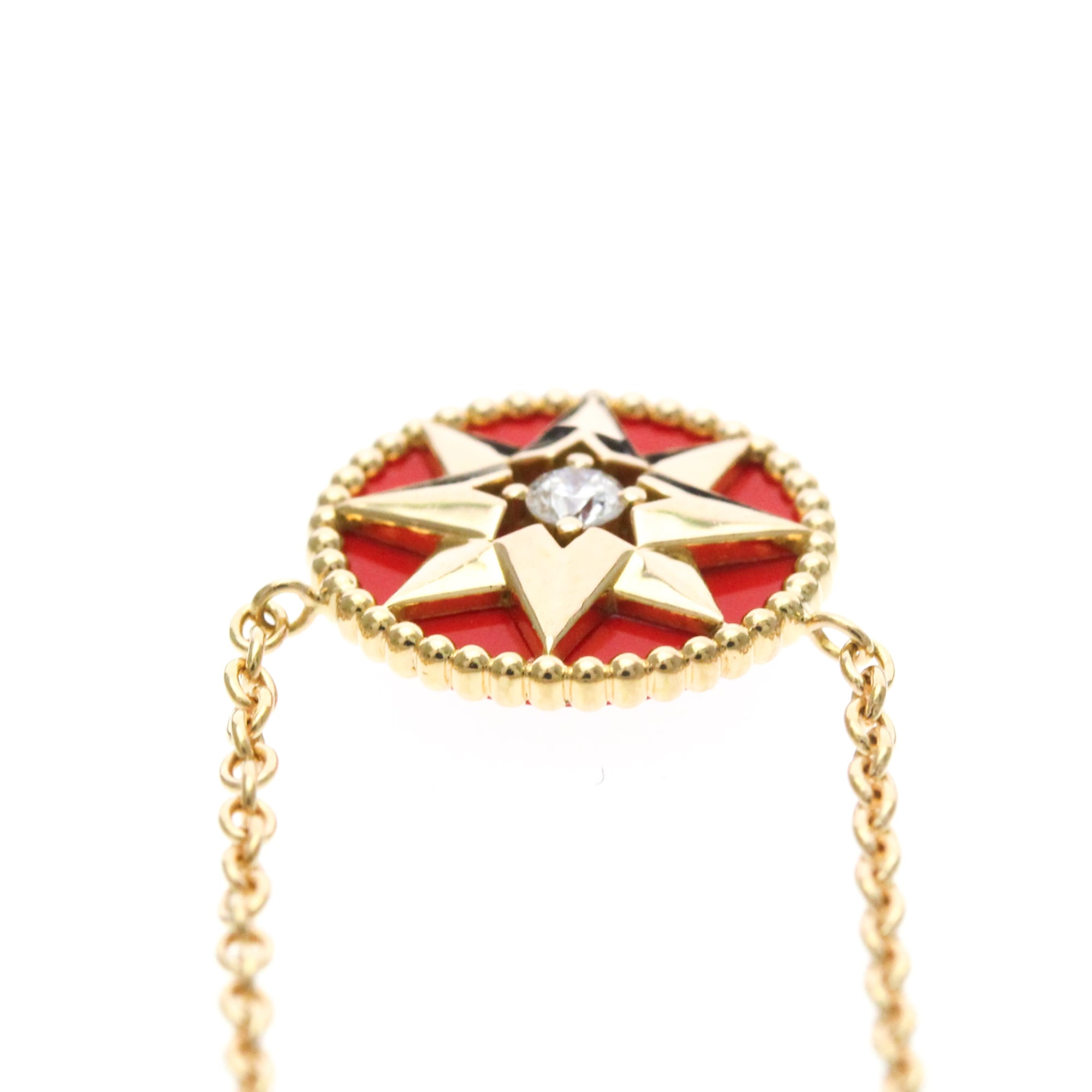 Christian Dior Rose Des Vents 18K Rose Gold With Diamonds Gold Pink_Gold Necklace Jewelry (Pre-Owned)