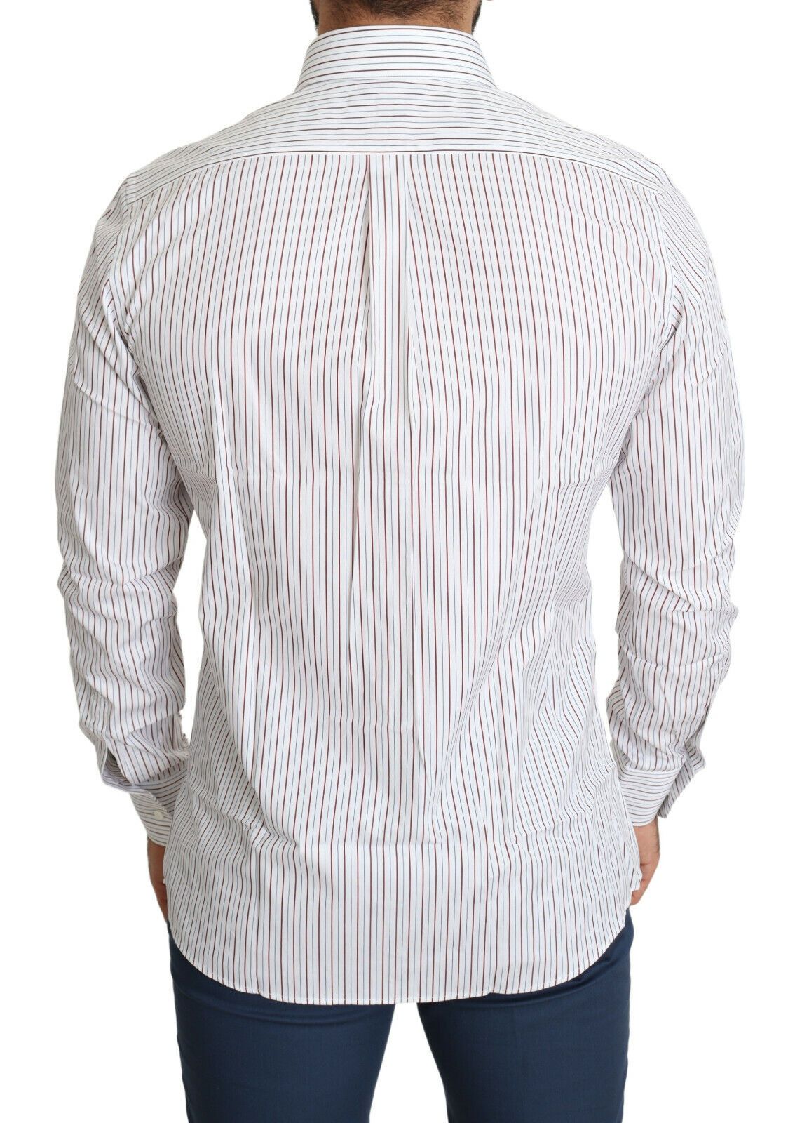 Dolce & Gabbana White Striped Formal MARTINI Men's Shirt