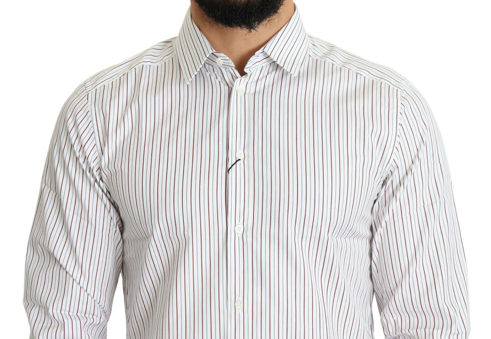 Dolce & Gabbana White Striped Formal MARTINI Men's Shirt