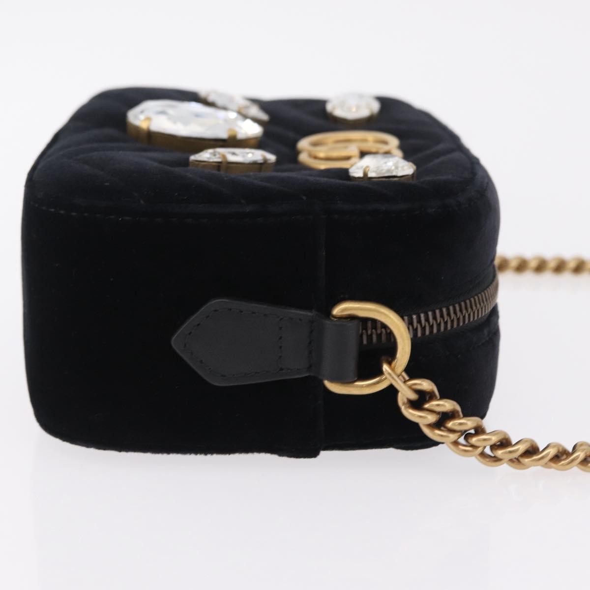 Gucci Gg Marmont Crystal Embellished Matelasse Velvet Black Velvet Shoulder Bag Bag (Pre-Owned)