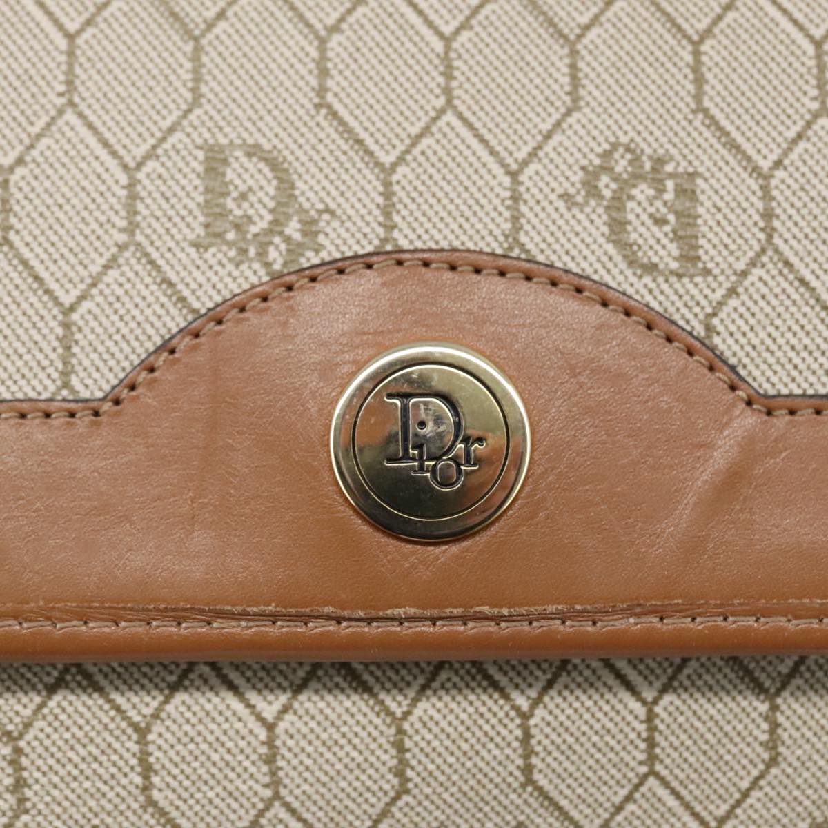 Dior Honeycomb Beige Canvas Shoulder Bag (Pre-Owned)