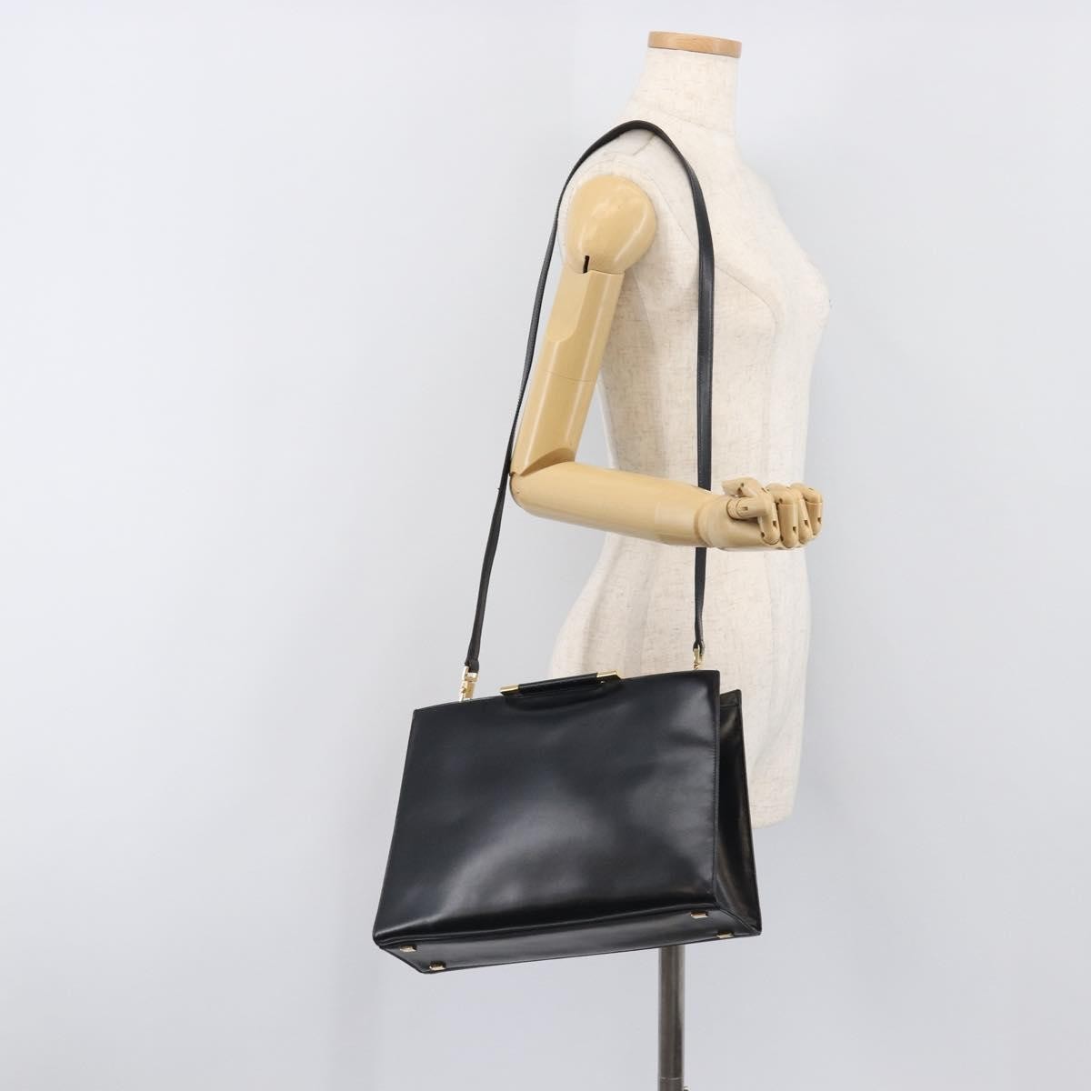 Celine Top Handle Leather Black Leather Handbag (Pre-Owned)