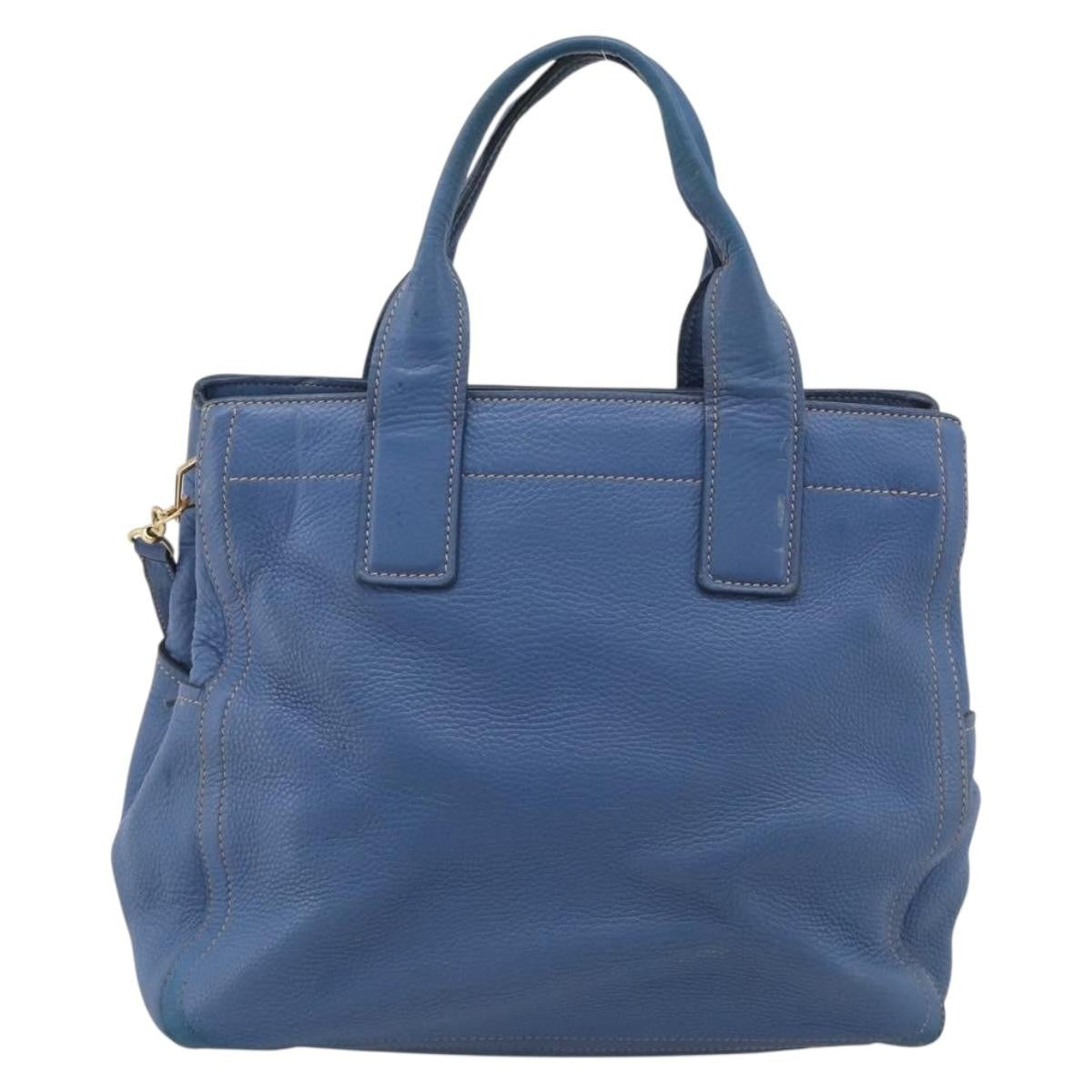 Miu Miu Beau Top Handle Leather Blue Leather Handbag (Pre-Owned)