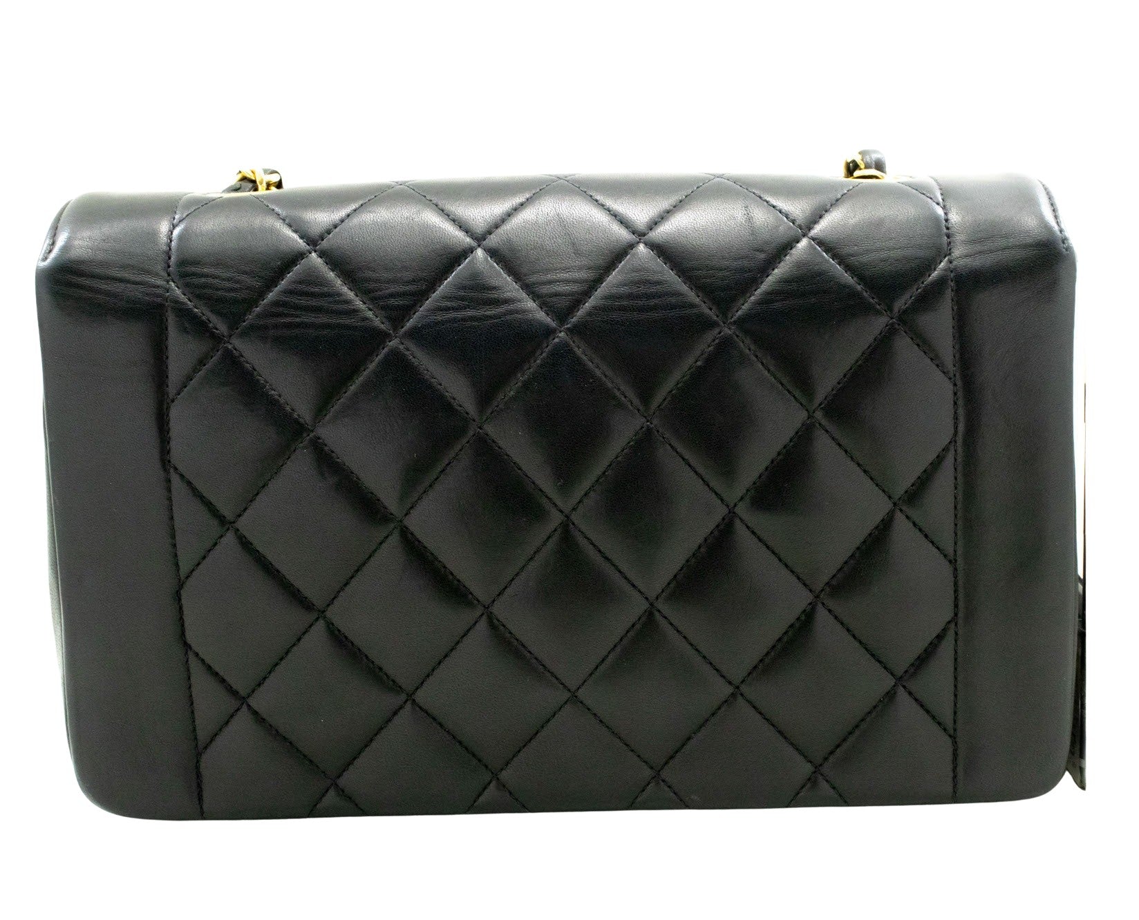 Chanel Diana Black Leather Shoulder Bag (Pre-Owned)