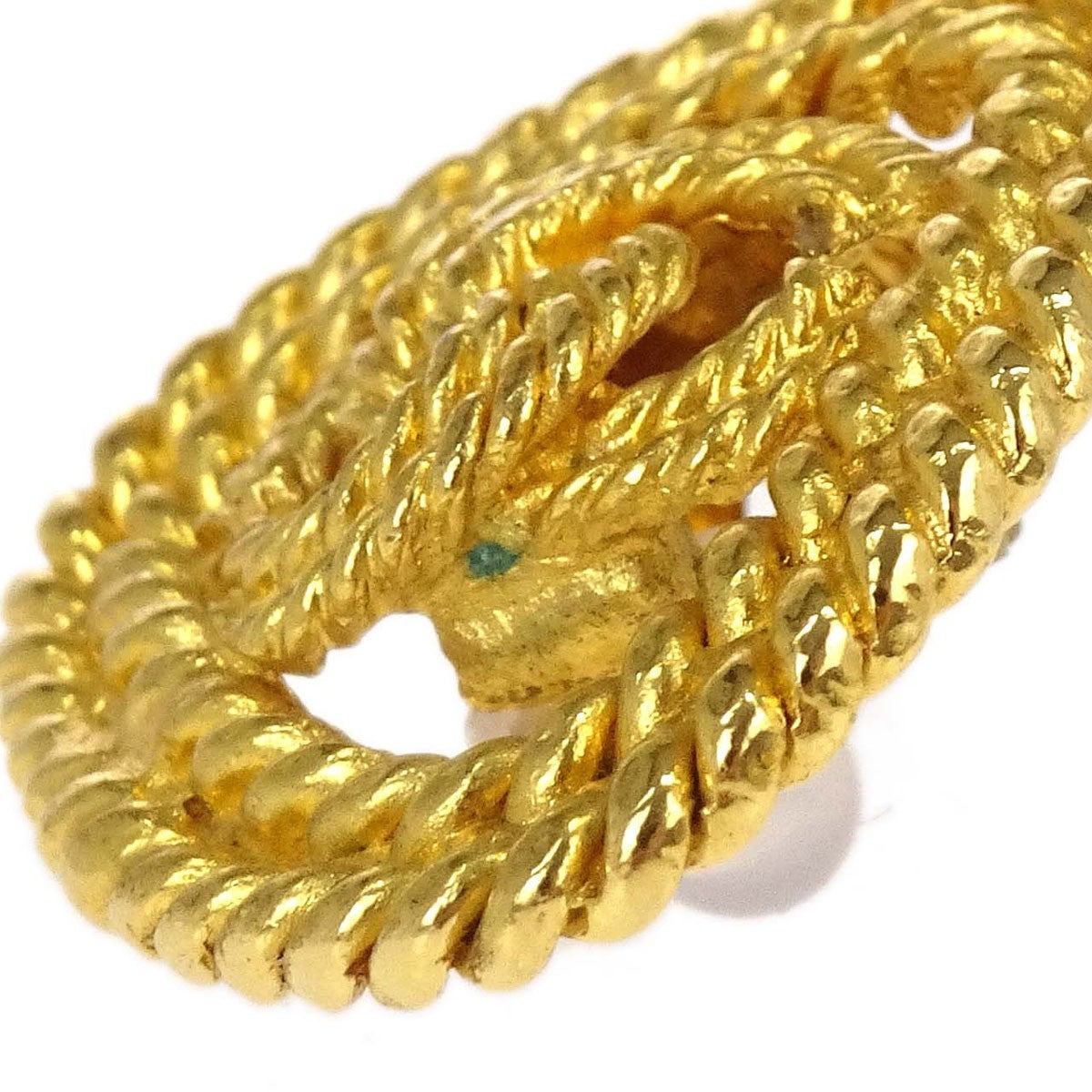 Chanel Cc Clip-On Metal With Enamel Gold Gold_Plated Earrings Jewelry (Pre-Owned)