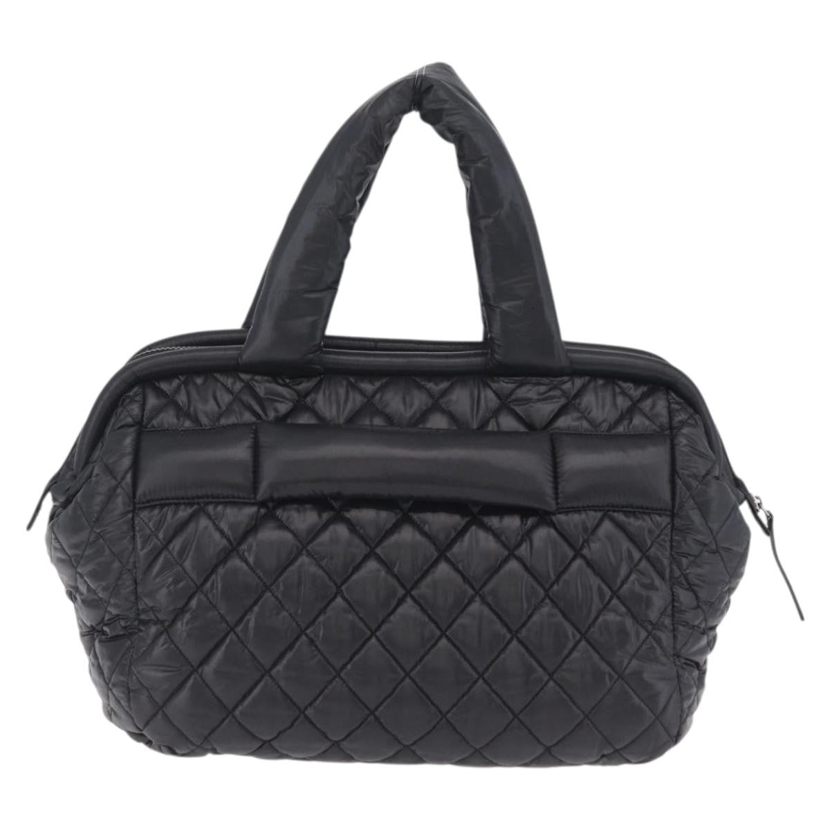 Chanel Coco Cocoon Bowling Quilted Nylon Black Nylon Handbag (Pre-Owned)