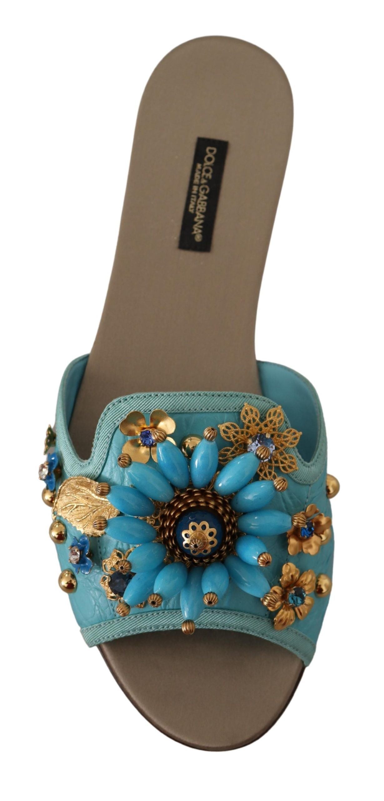 Dolce & Gabbana Blue Crystal Exotic Leather Blue Crystal Women's Sandals