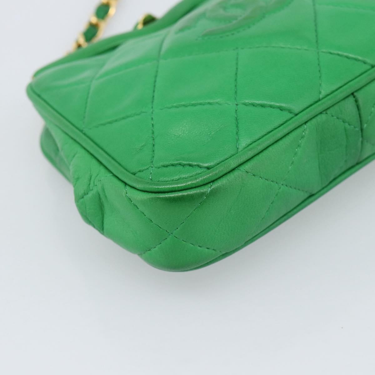 Chanel Coco Mark Quilted Lambskin Green Leather Shoulder Bag Bag (Pre-Owned)