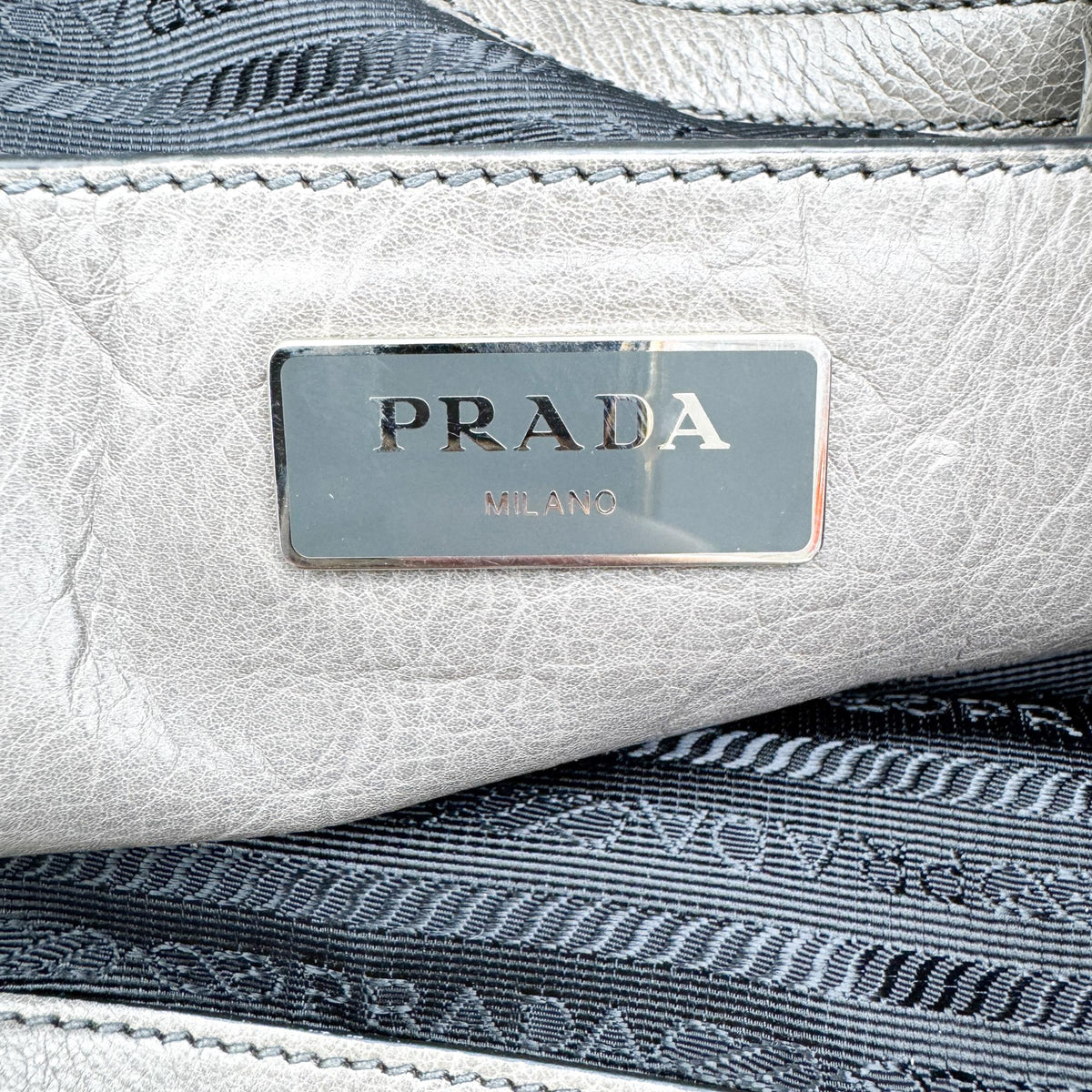 Prada Twin Shopping Vitello Daino Brown Leather Tote Bag Bag (Pre-Owned)