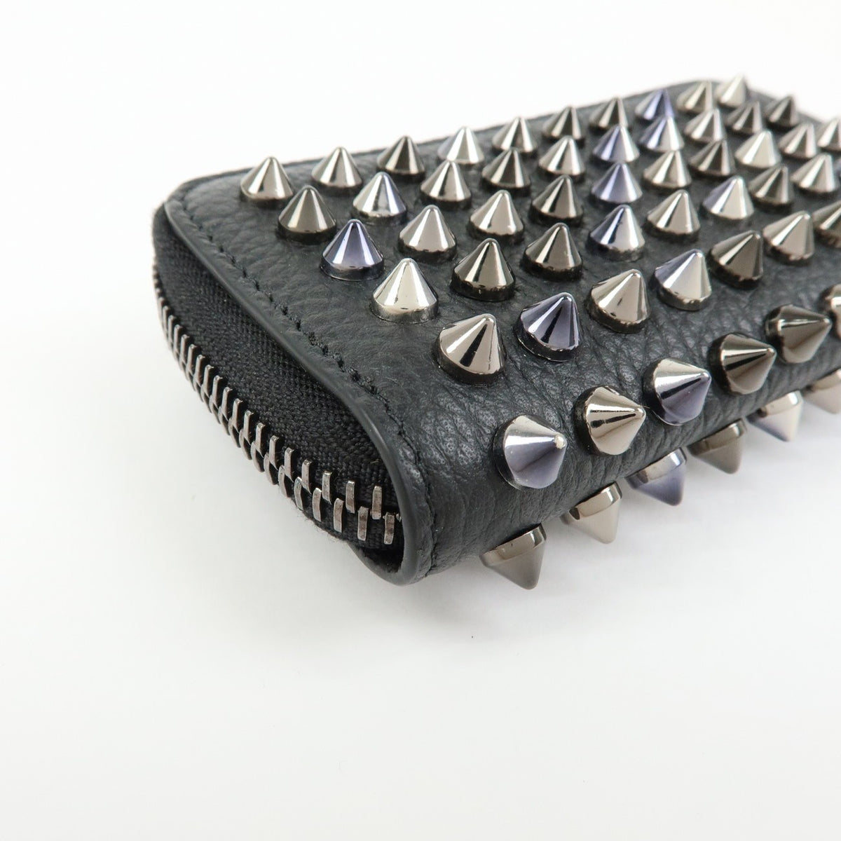 Christian Louboutin Panettone Coin Purse Spiked Leather Black Leather Wallets Accessory (Pre-Owned)