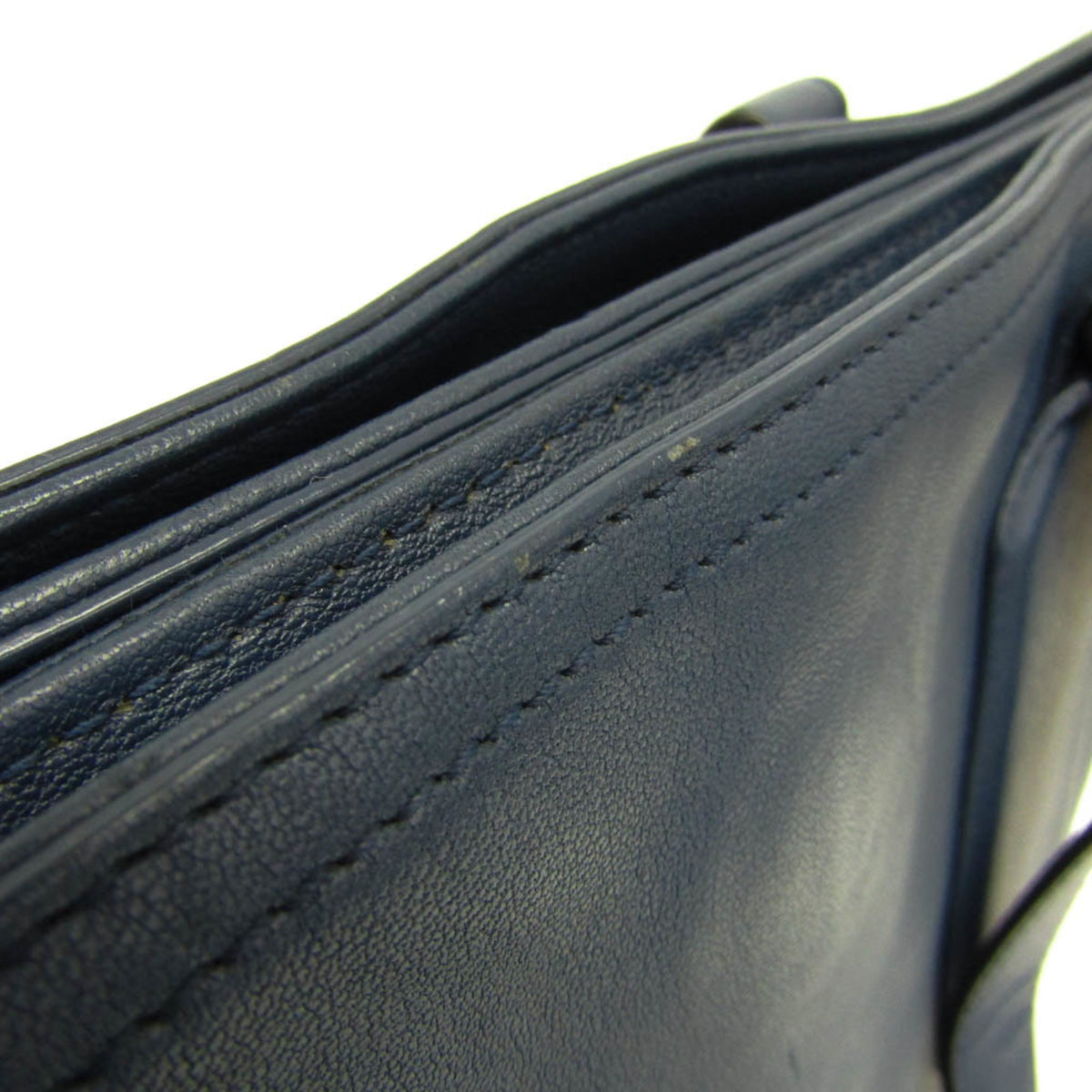Bottega Veneta Intrecciato Leather Navy Leather Briefcase Bag (Pre-Owned)