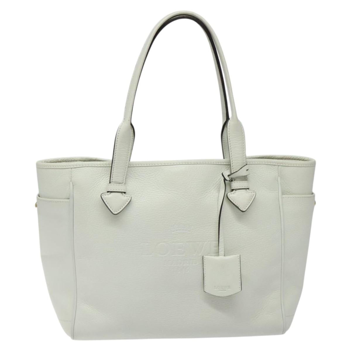 Loewe T Shopper White Leather Tote Bag (Pre-Owned)